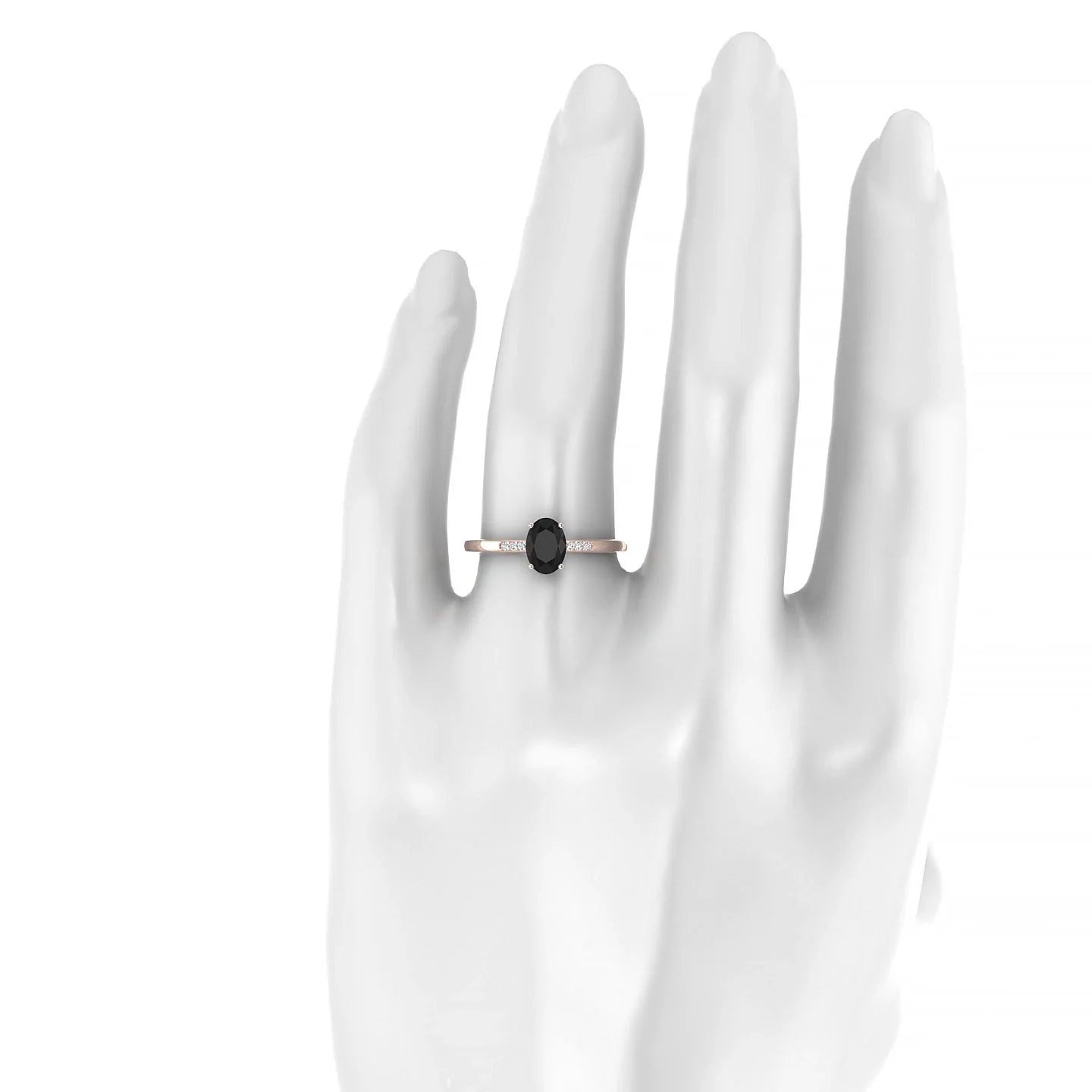 Exquisite | 18k Rose Gold 7 x 5 mm Oval Black Diamond Ring