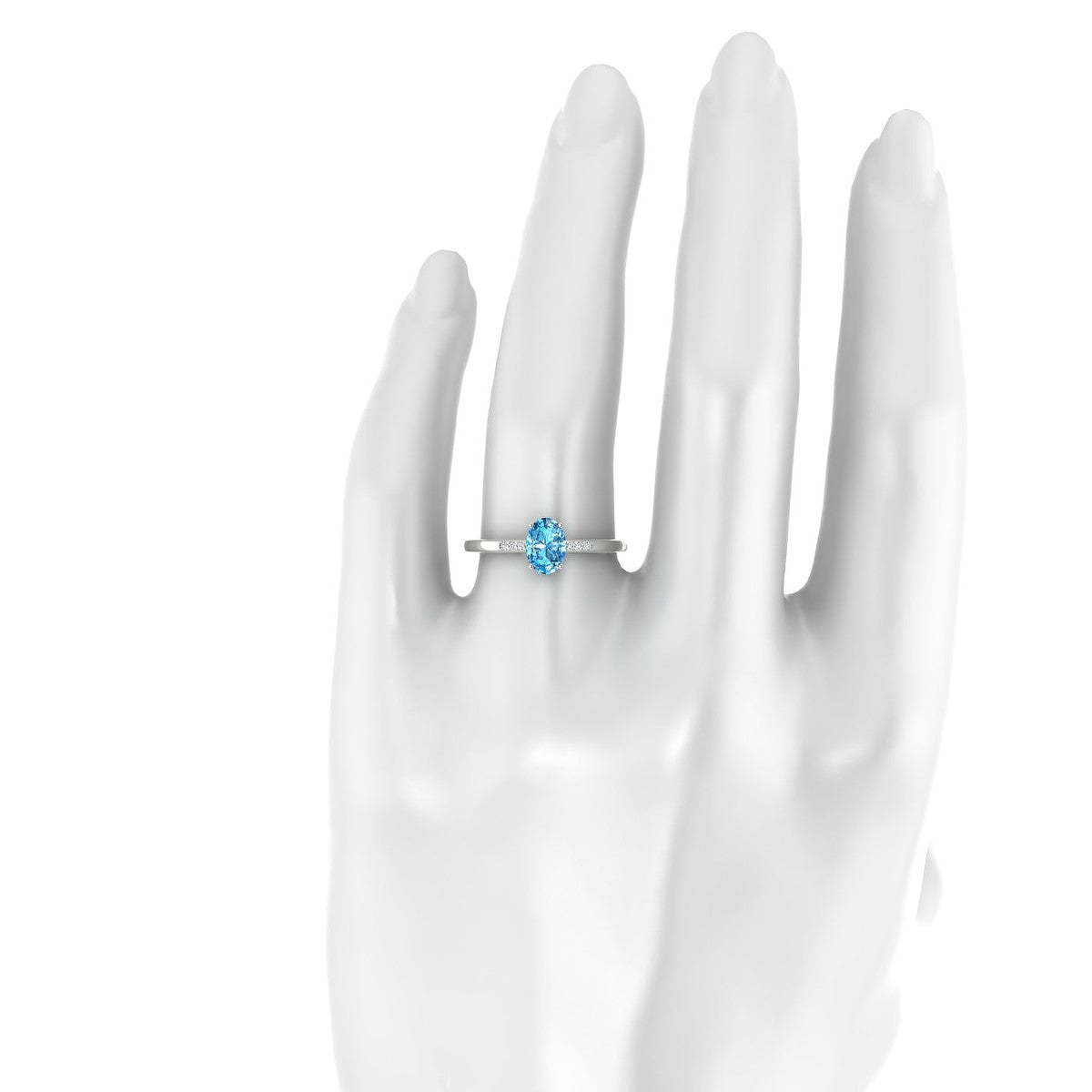 Exquisite | 18k White Gold 7 x 5 mm Oval Topaz Ring
