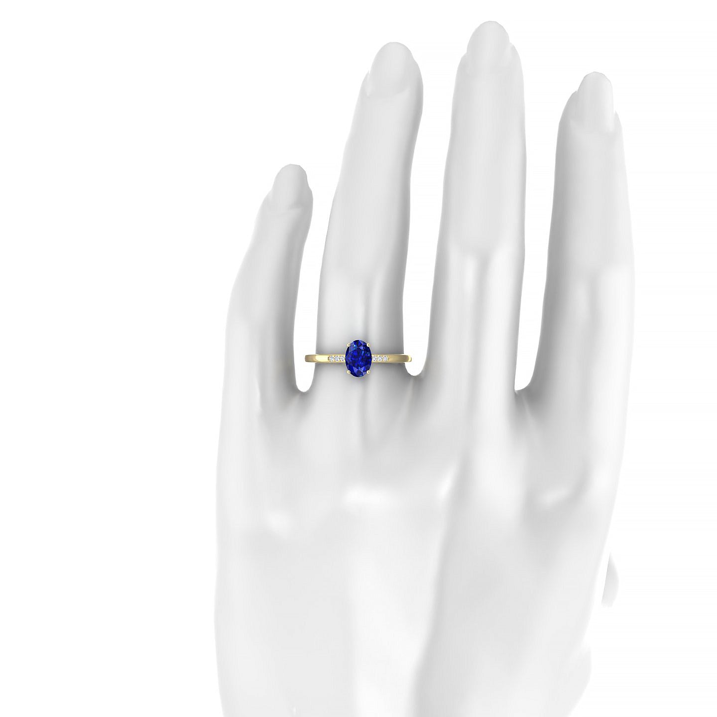 Exquisite | 18k Yellow Gold 7 x 5 mm Oval Sapphire Ring