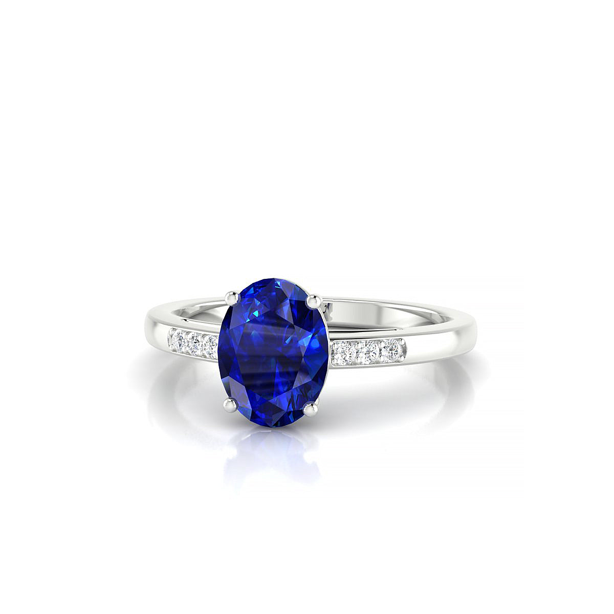 Exquisite | 18k White Gold 8 x 6 mm Oval Sapphire Ring