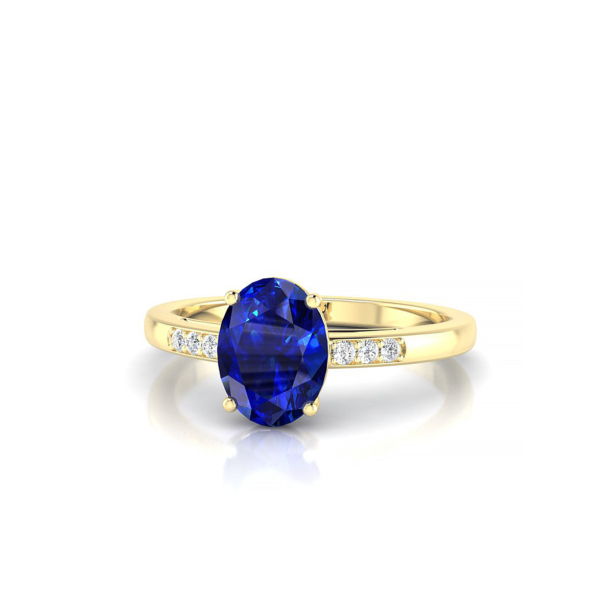 Exquisite | 18k Yellow Gold 8 x 6 mm Oval Sapphire Ring