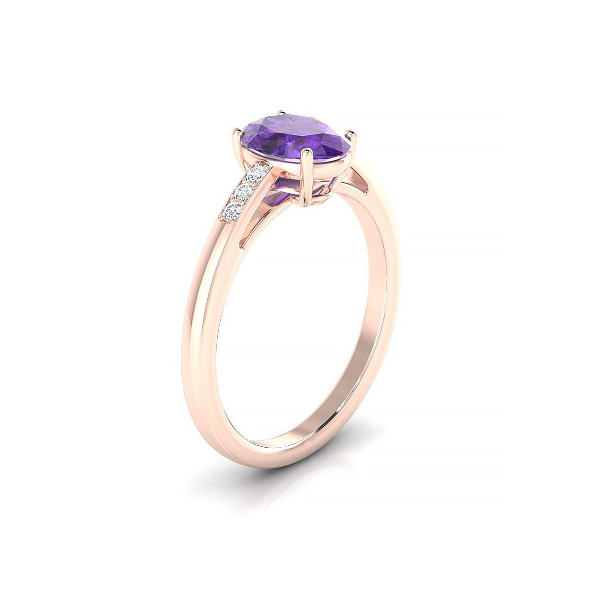 Exquisite | 18k Rose Gold 8 x 6 mm Oval Amethyst Ring