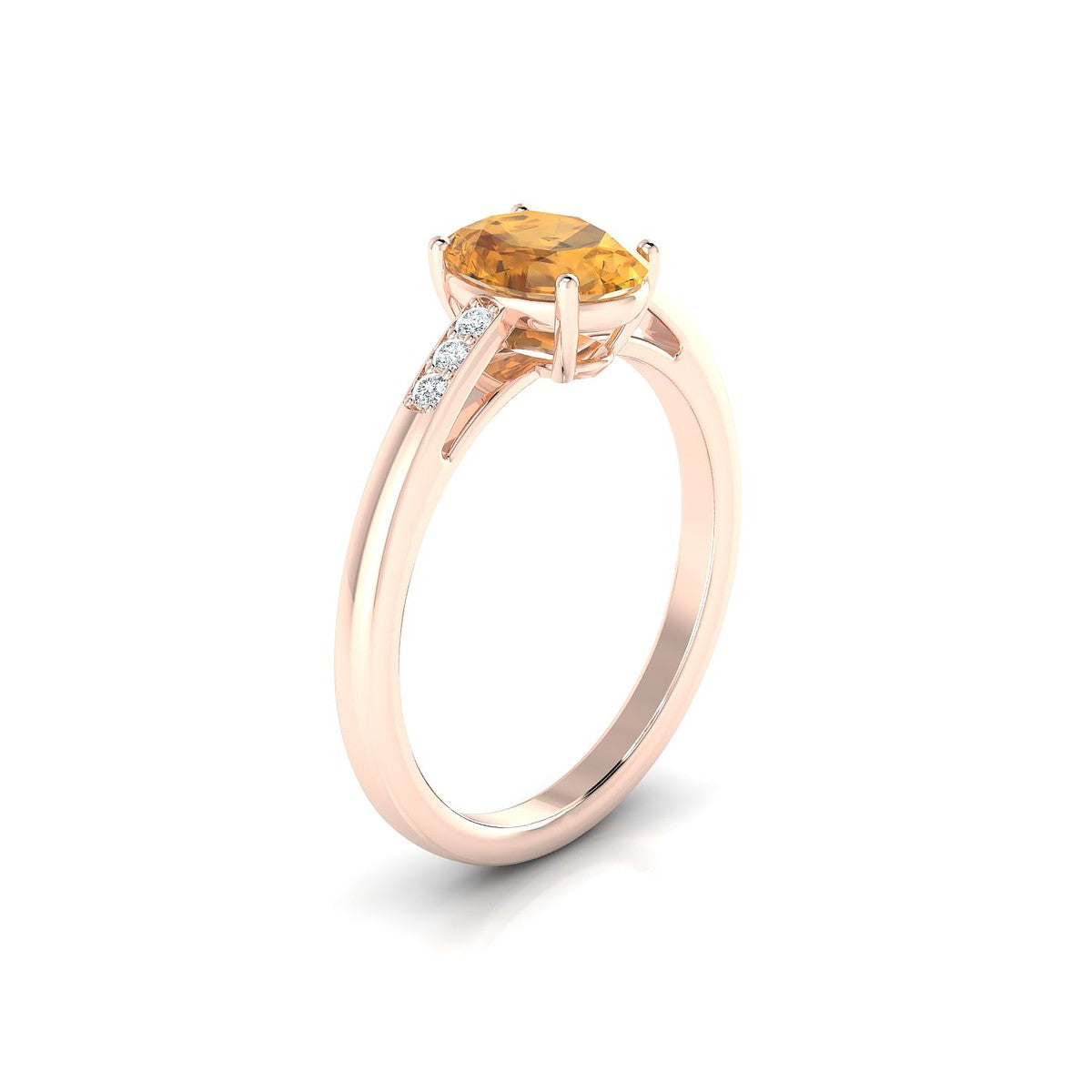 Exquisite | 18k Rose Gold 8 x 6 mm Oval Citrine Ring