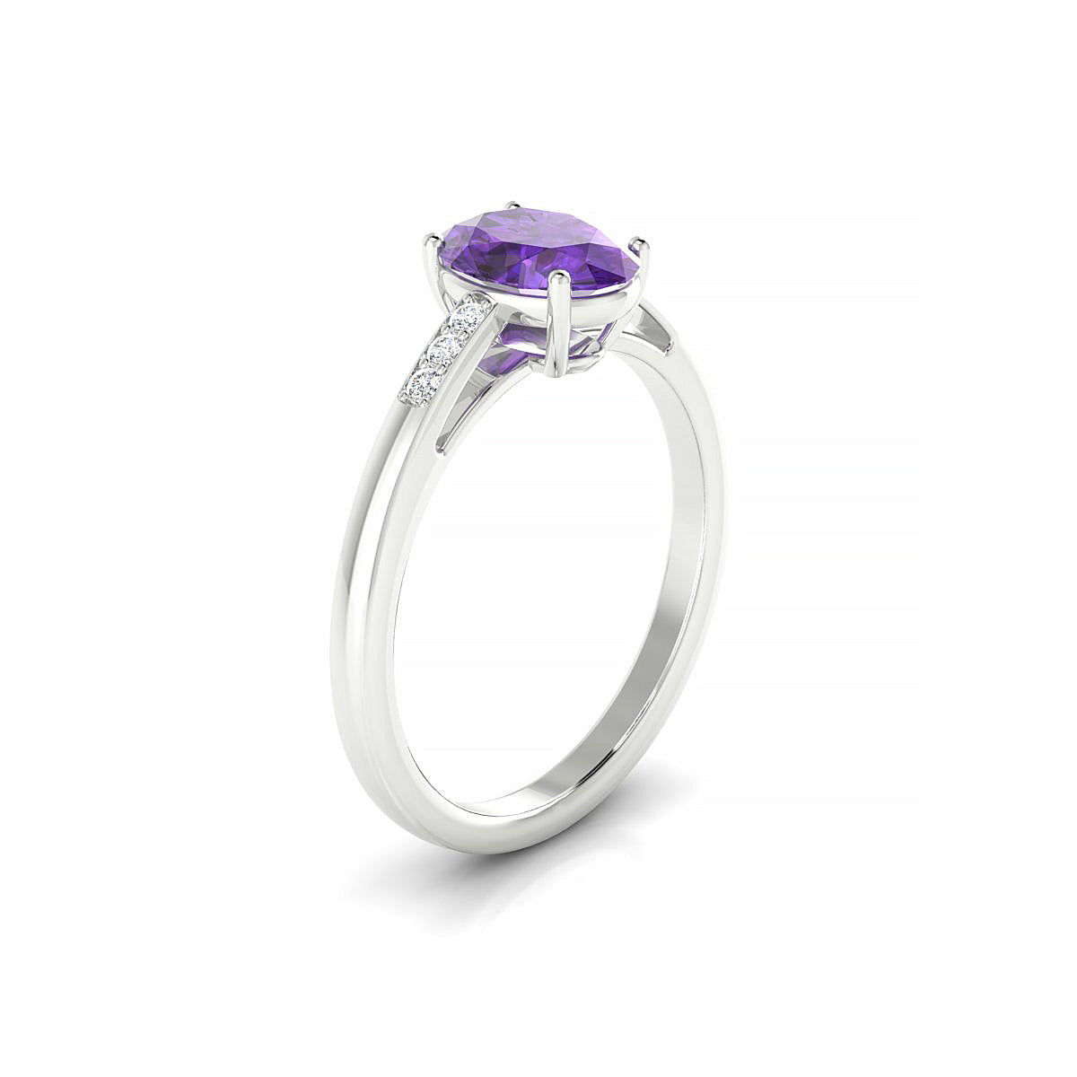 Exquisite | 18k White Gold 8 x 6 mm Oval Amethyst Ring