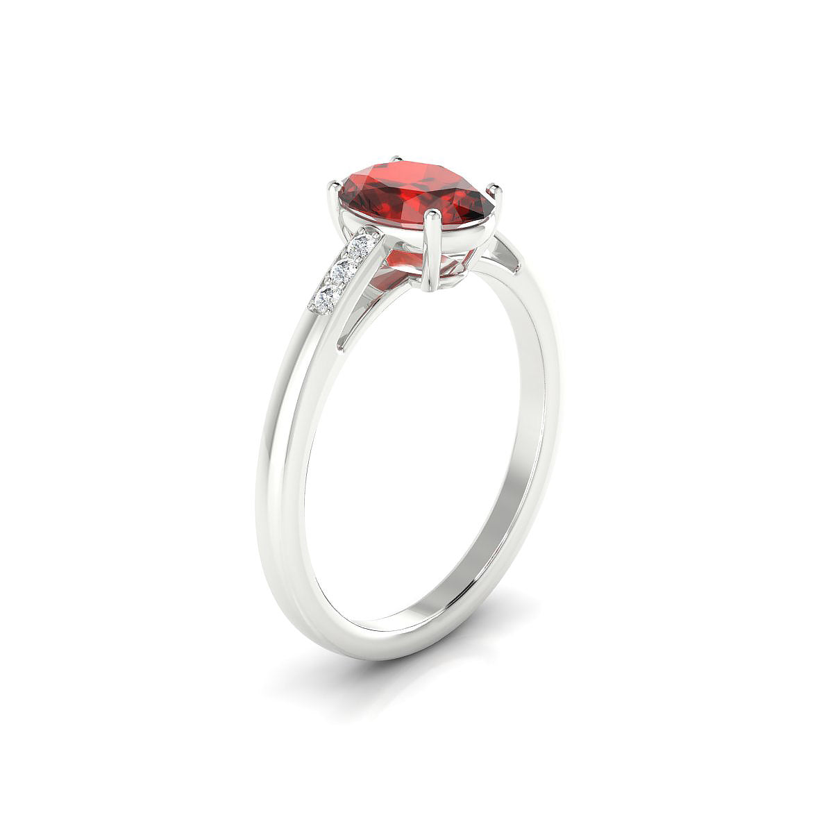 Exquisite | 18k White Gold 8 x 6 mm Oval Garnet Ring