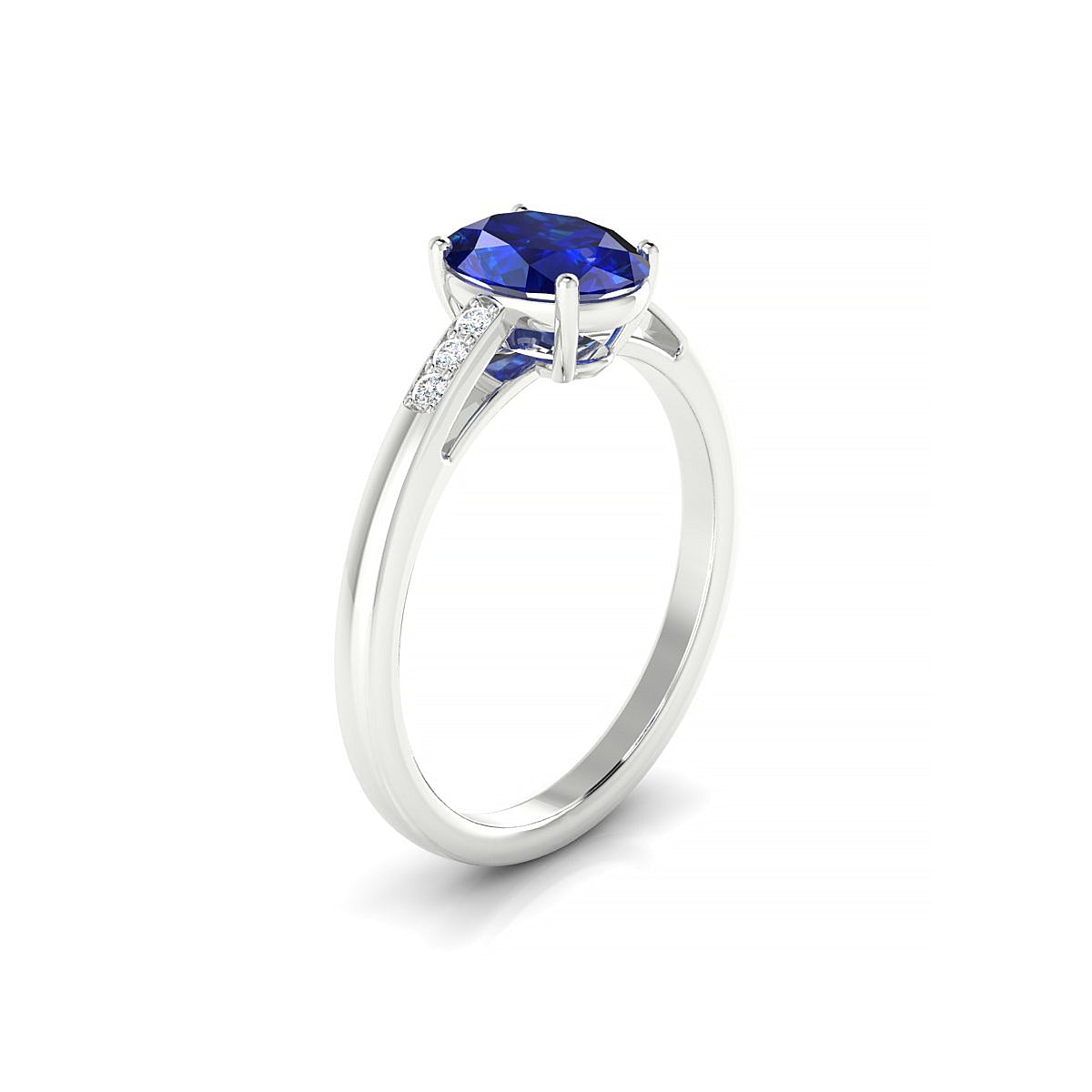 Exquisite | 18k White Gold 8 x 6 mm Oval Sapphire Ring