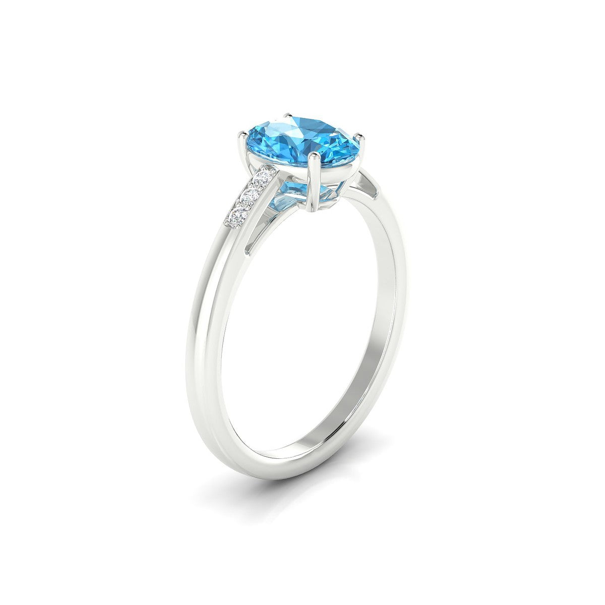 Exquisite | 18k White Gold 8 x 6 mm Oval Topaz Ring