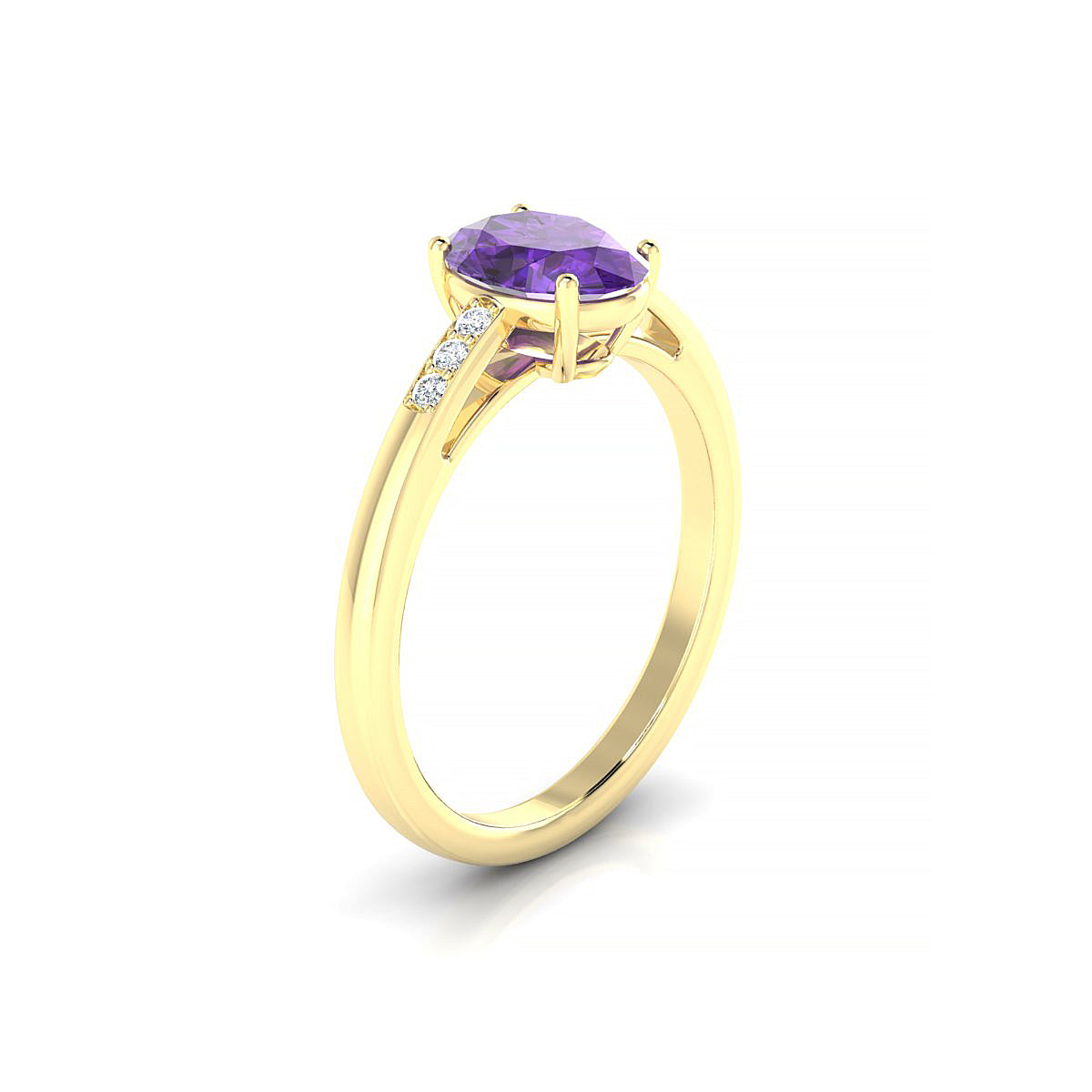 Exquisite | 18k Yellow Gold 8 x 6 mm Oval Amethyst Ring