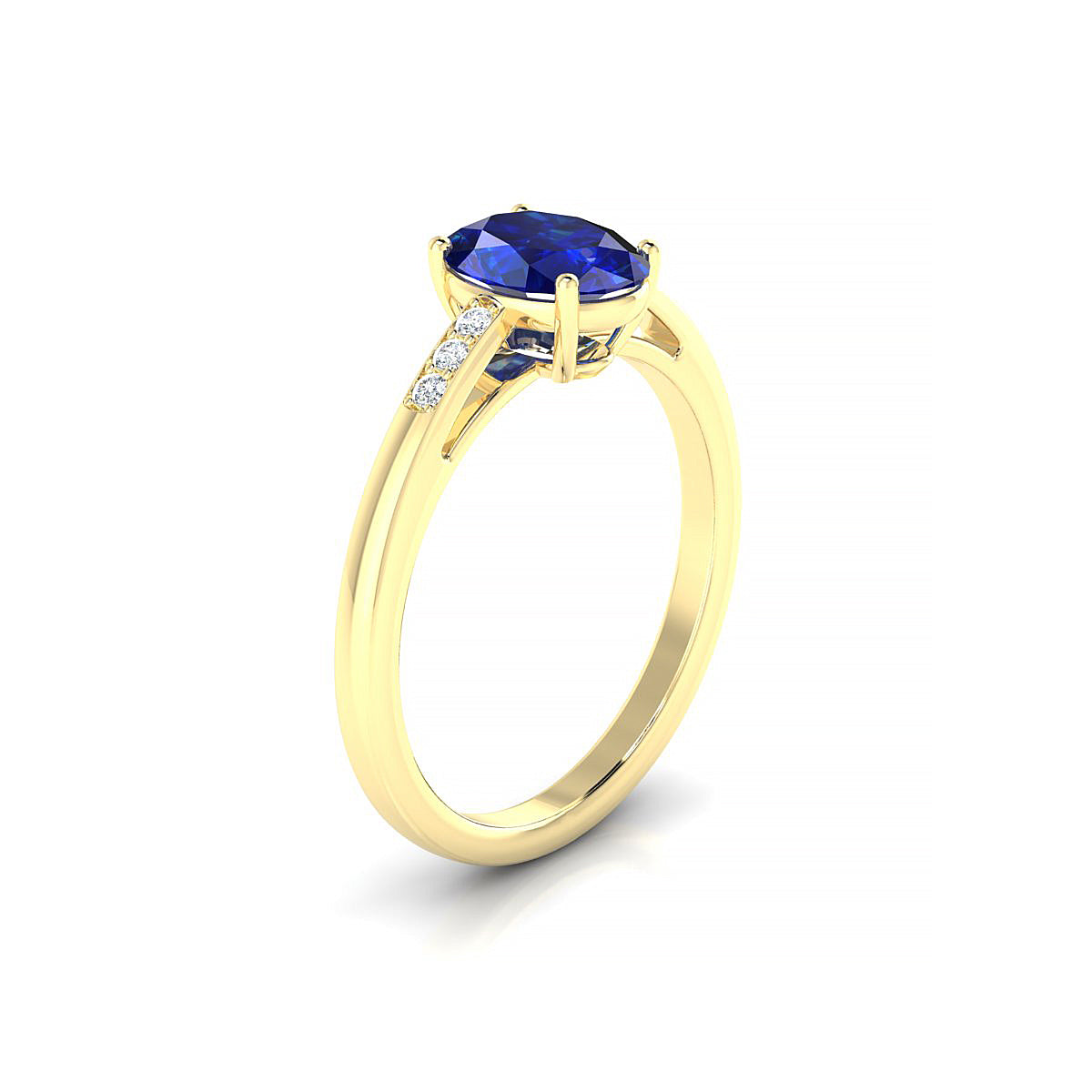 Exquisite | 18k Yellow Gold 8 x 6 mm Oval Sapphire Ring