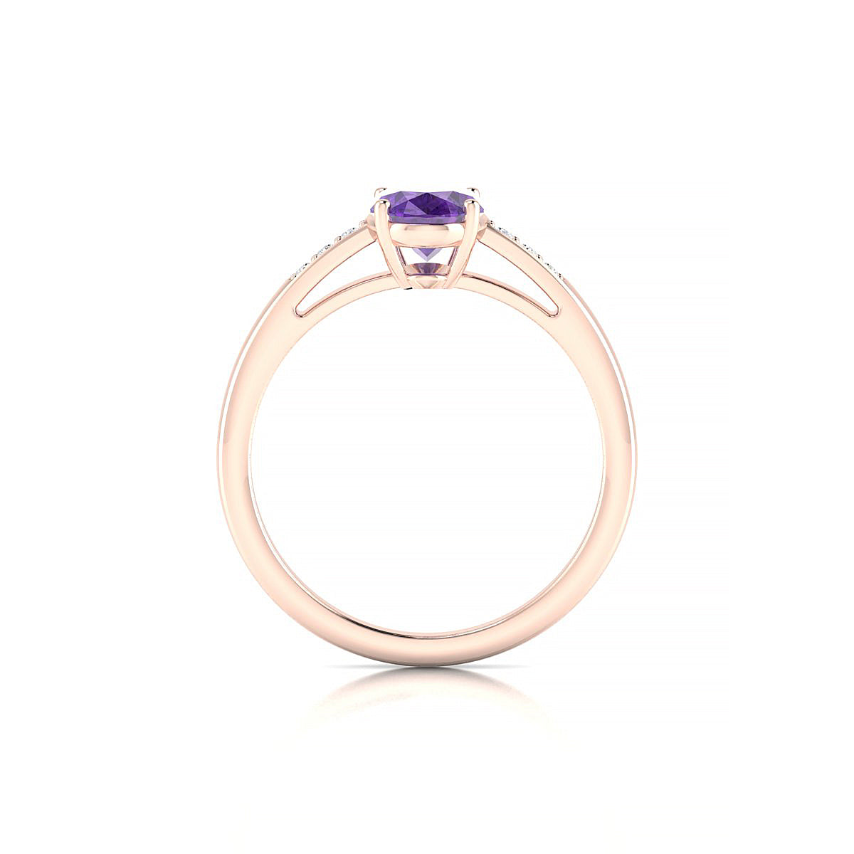 Exquisite | 18k Rose Gold 8 x 6 mm Oval Amethyst Ring