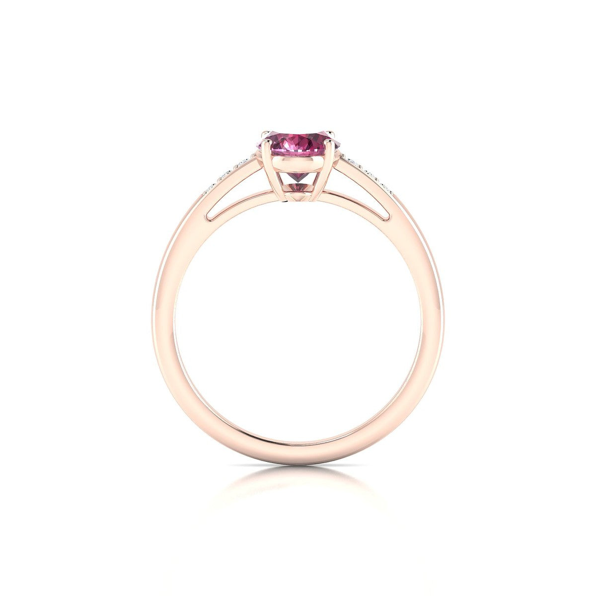 Exquisite | 18k Rose Gold 8 x 6 mm Oval Rhodolite Ring