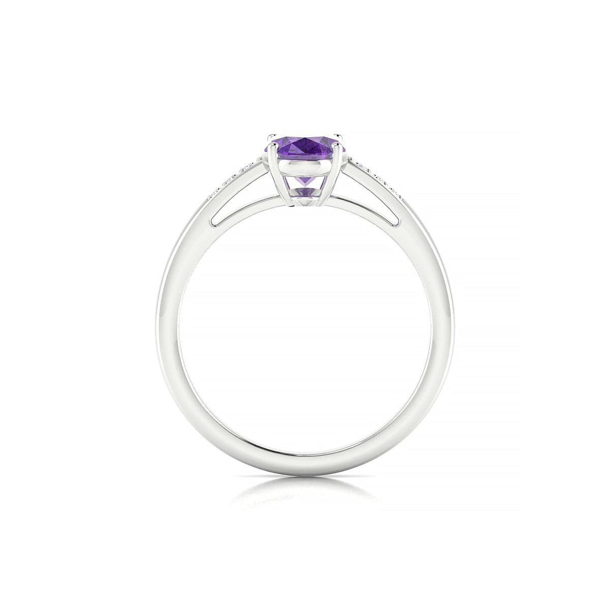 Exquisite | 18k White Gold 8 x 6 mm Oval Amethyst Ring