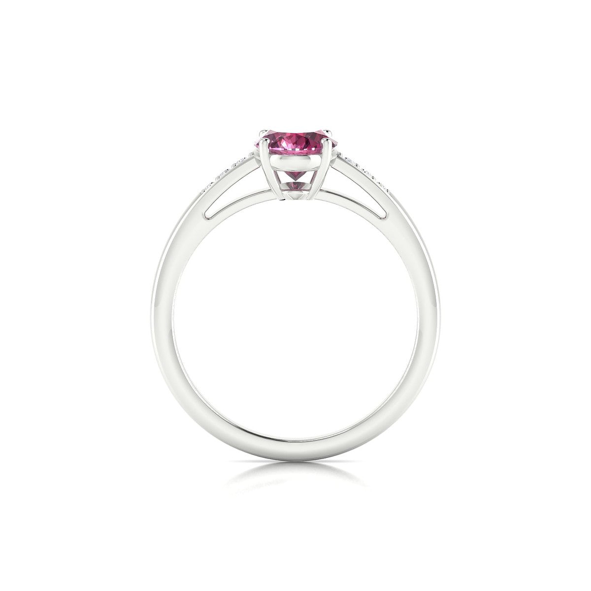 Exquisite | 18k White Gold 8 x 6 mm Oval Rhodolite Ring