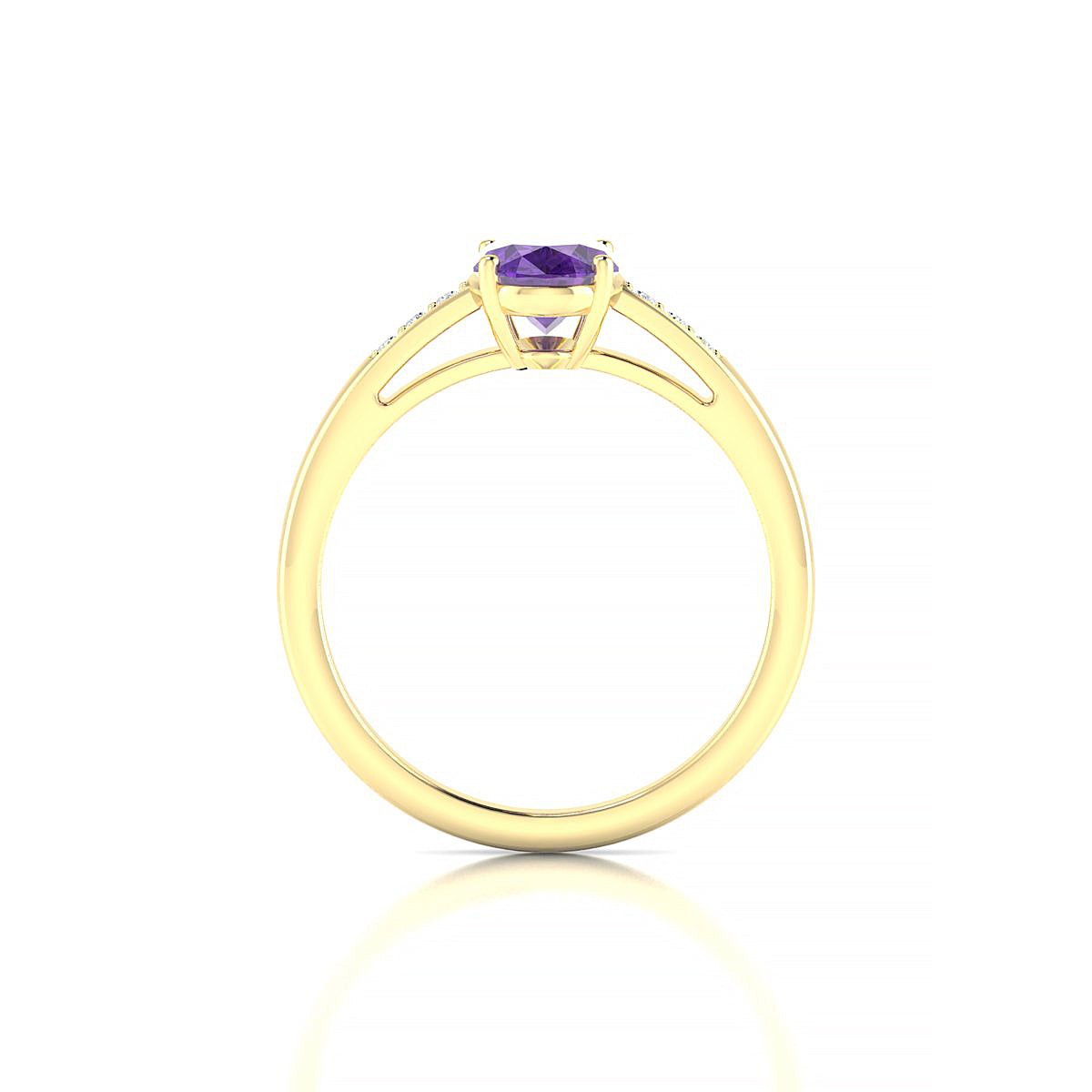Exquisite | 18k Yellow Gold 8 x 6 mm Oval Amethyst Ring