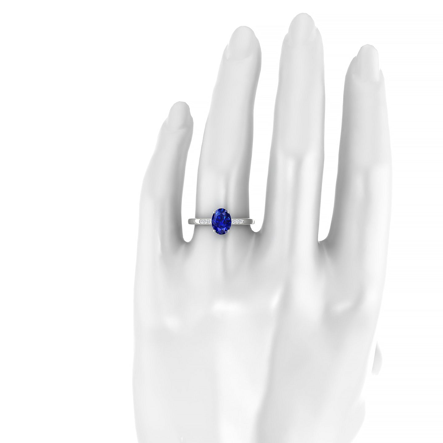 Exquisite | 18k White Gold 8 x 6 mm Oval Sapphire Ring