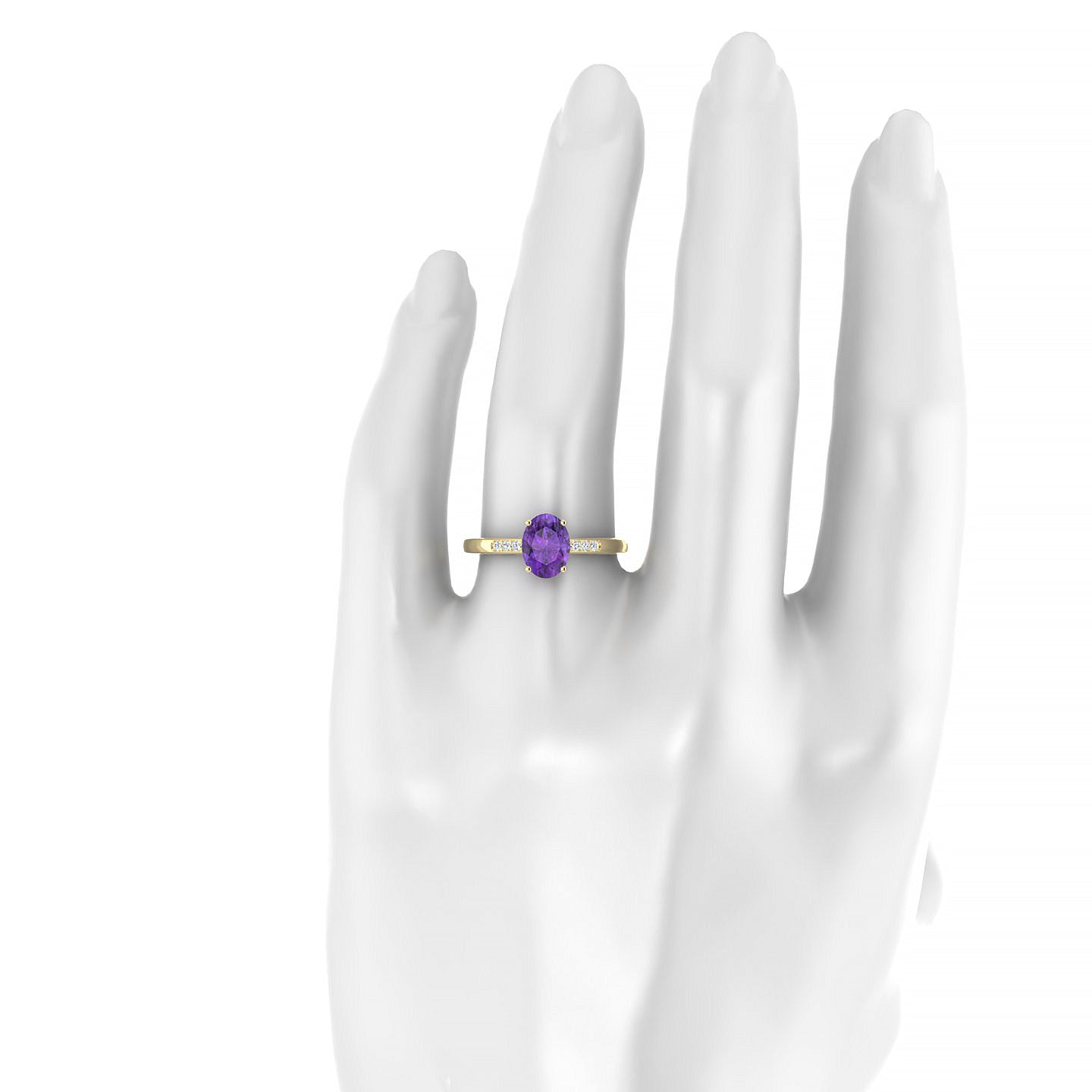 Exquisite | 18k Yellow Gold 8 x 6 mm Oval Amethyst Ring