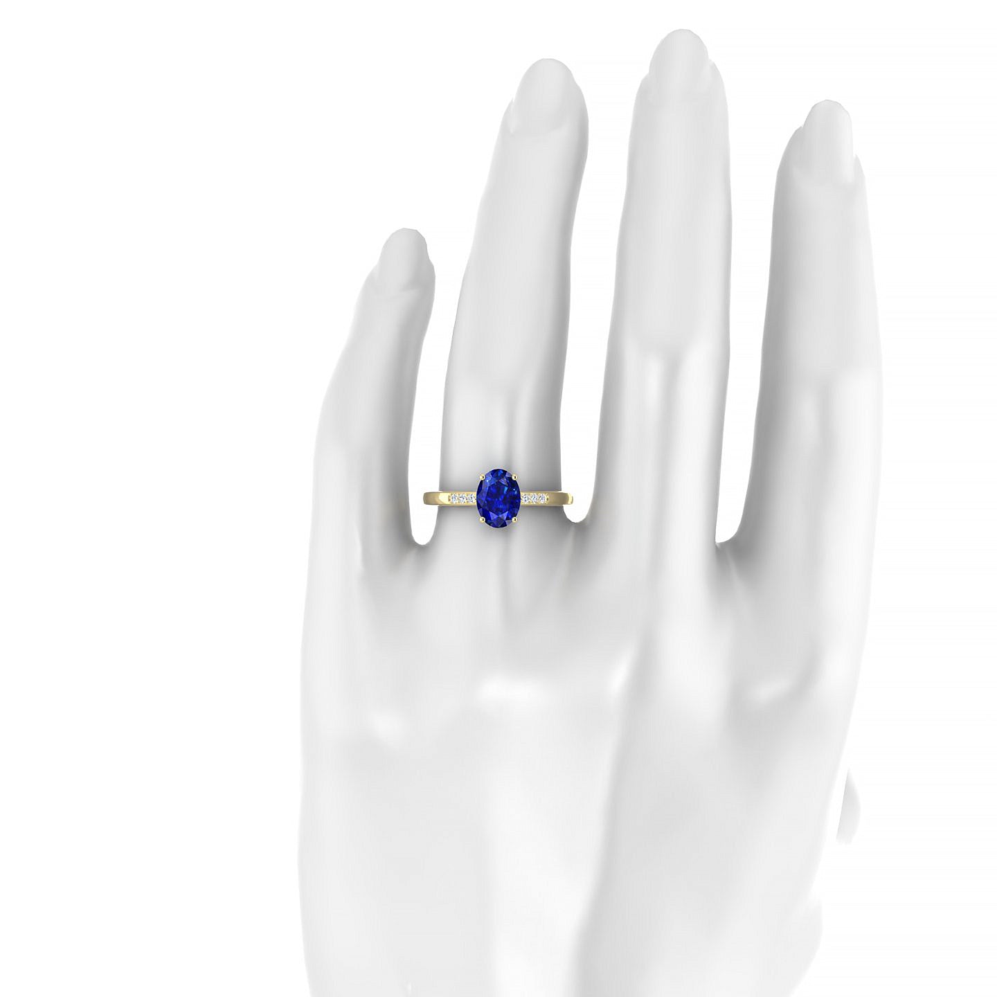Exquisite | 18k Yellow Gold 8 x 6 mm Oval Sapphire Ring