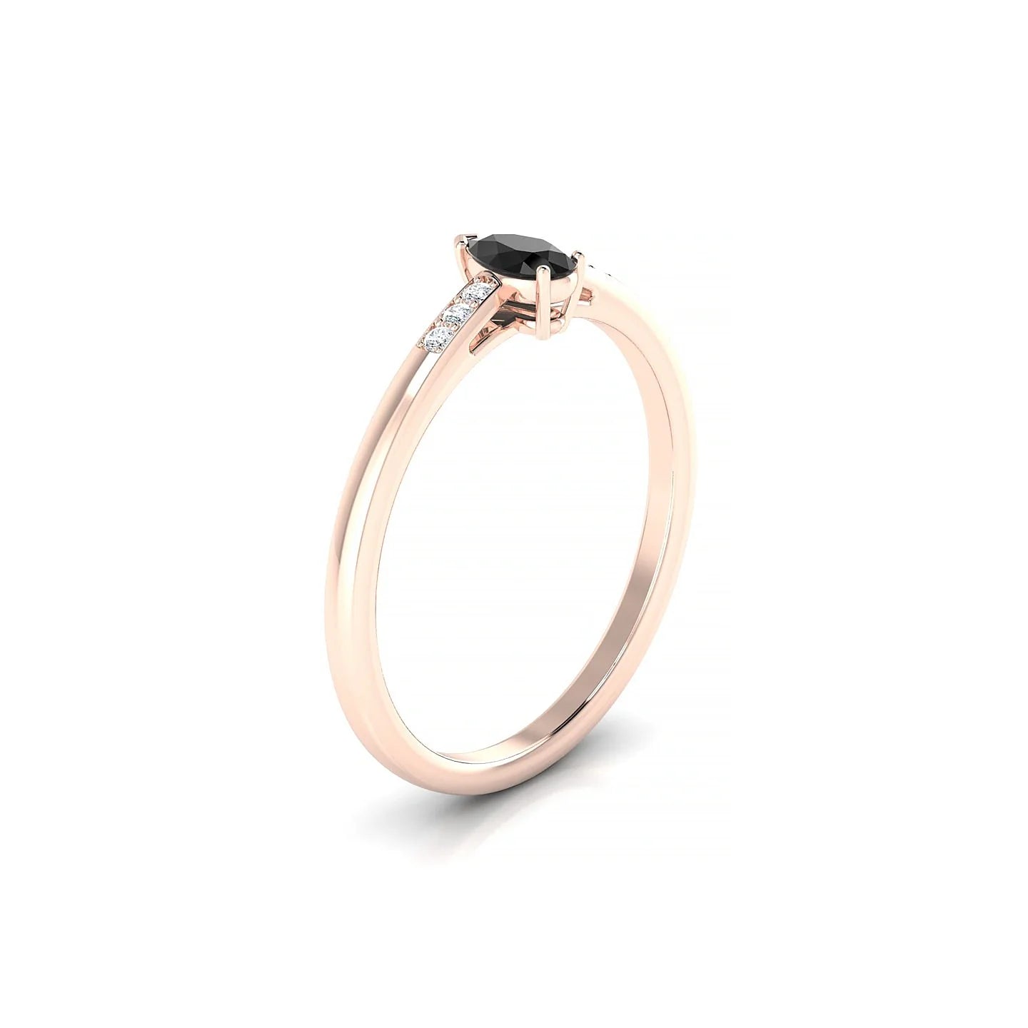 Exquisite | 18k Rose Gold 5 x 3 mm Pear Black Diamond Ring