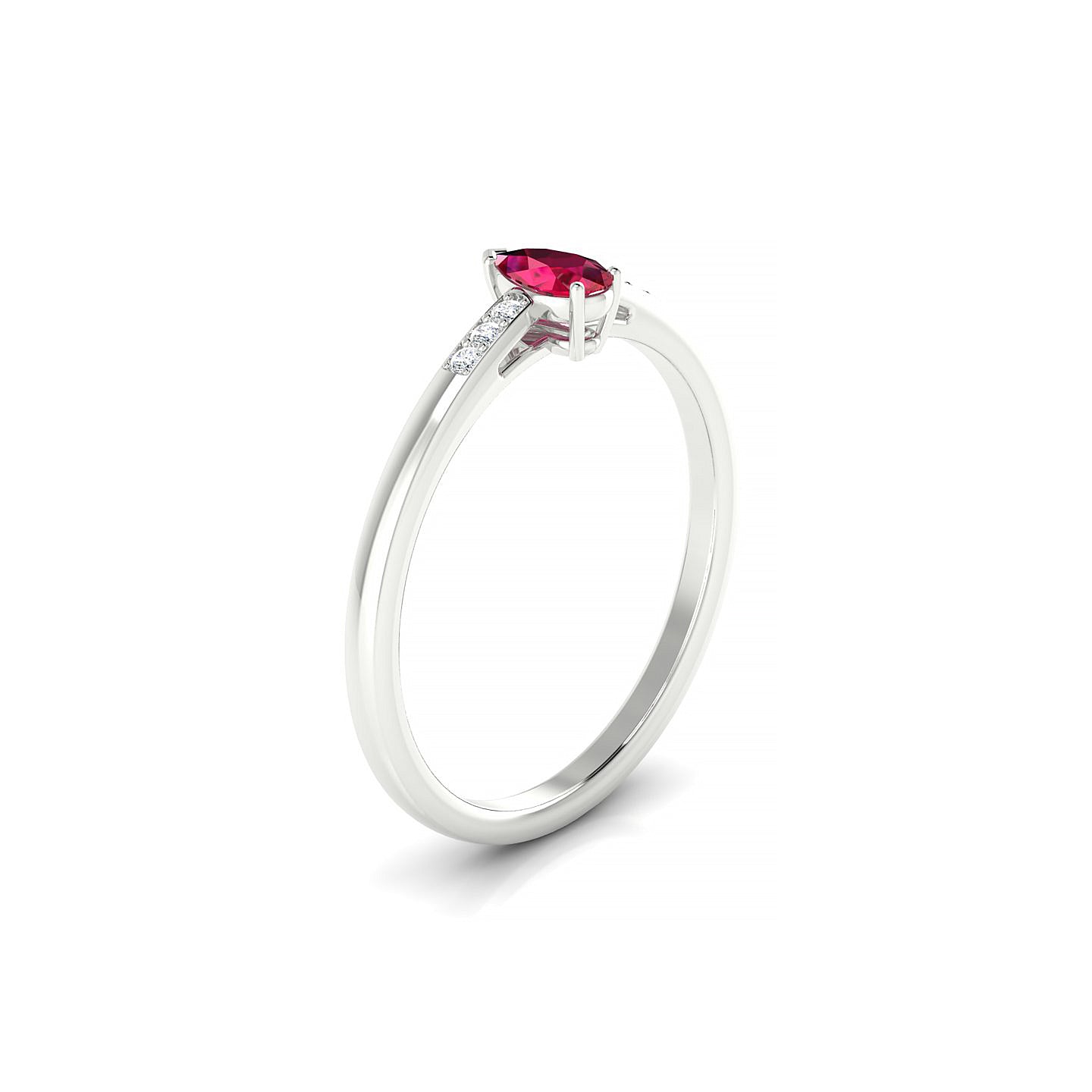Exquisite | 18k White Gold 5 x 3 mm Pear Ruby Ring