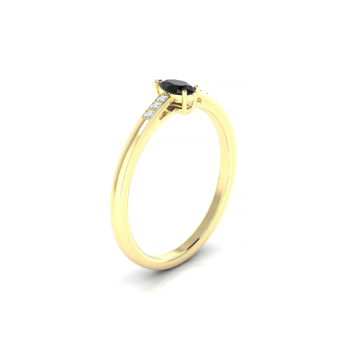 Exquisite | 18k Yellow Gold 5 x 3 mm Pear Black Diamond Ring