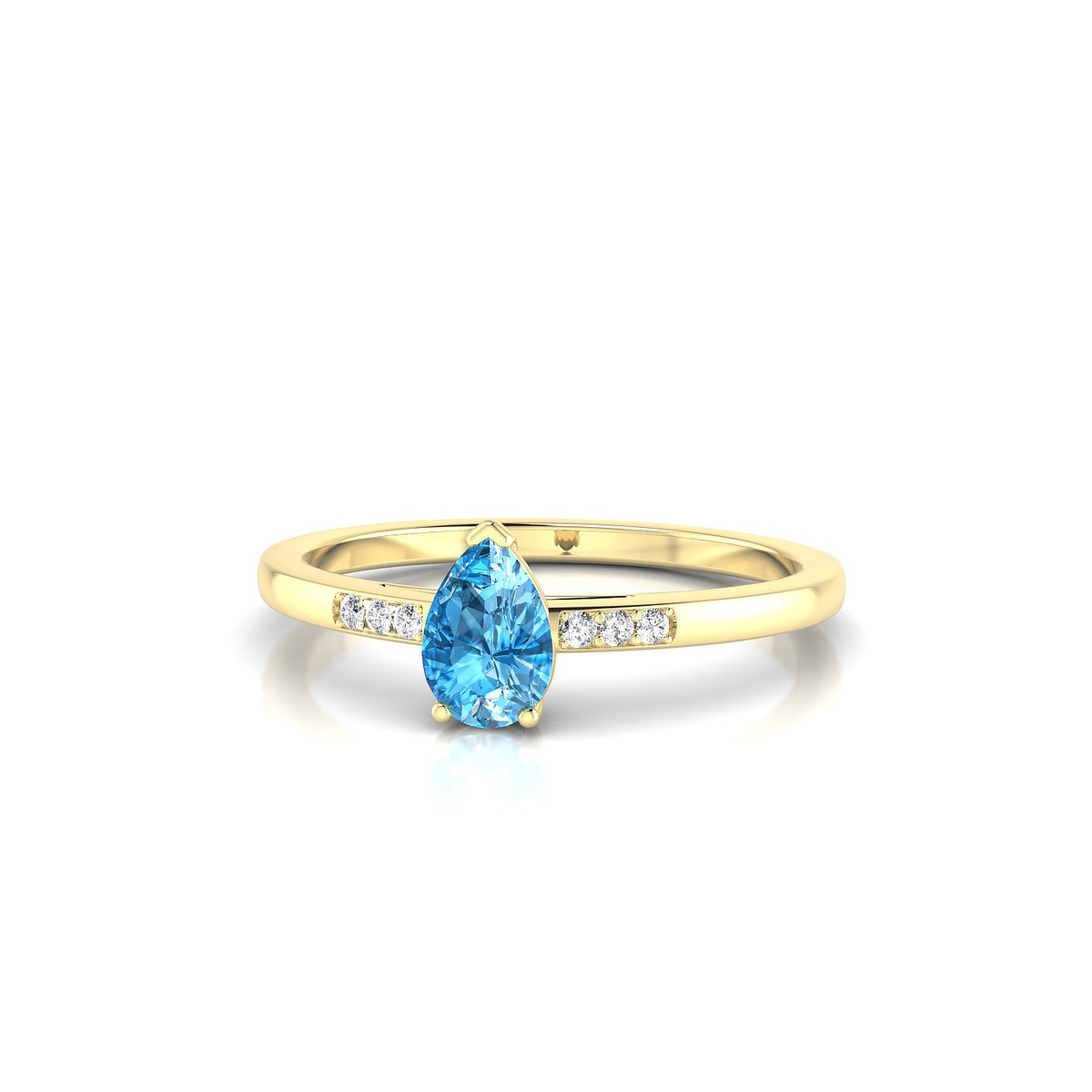 Exquisite | 18k Yellow Gold 6 x 4 mm Pear Topaz Ring