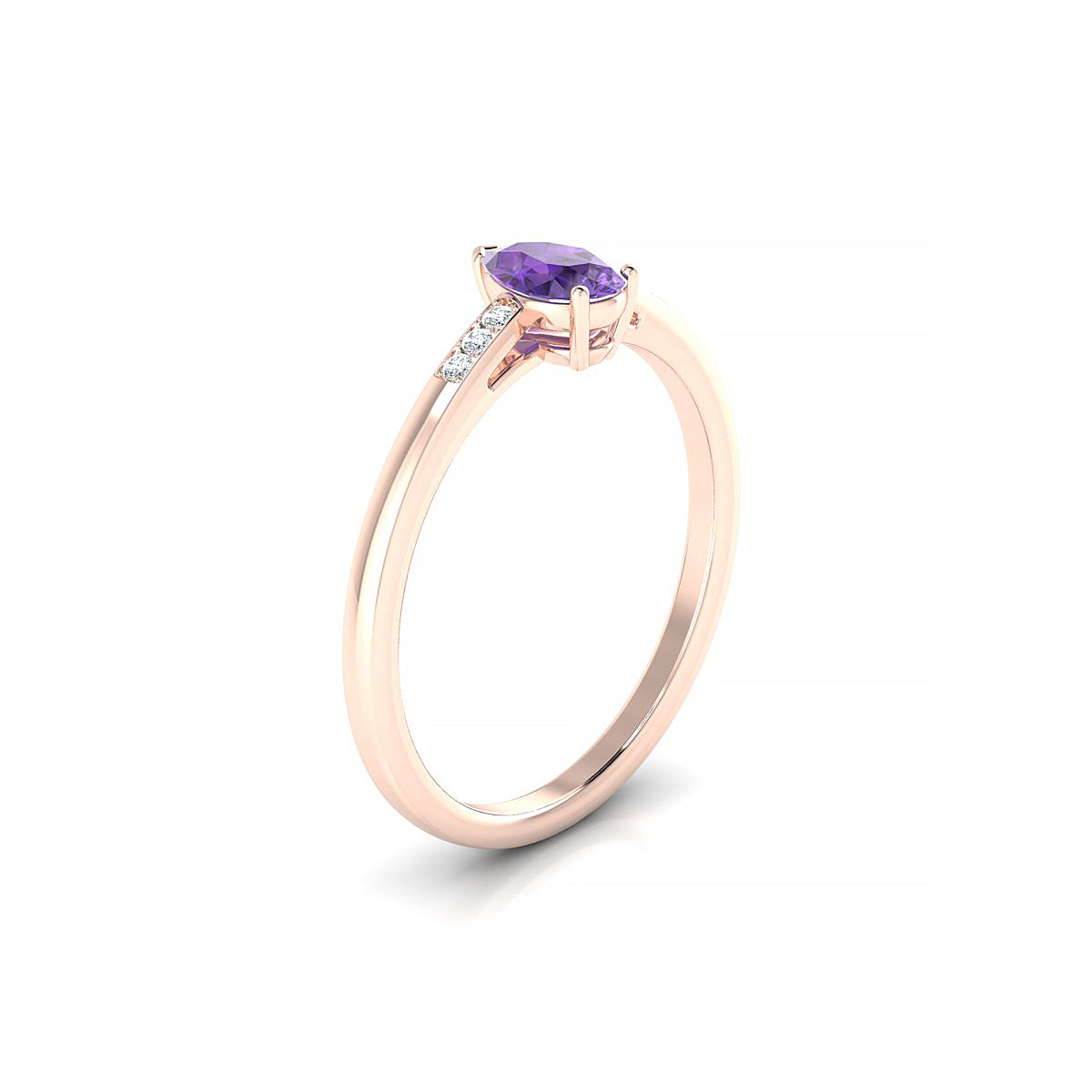 Exquisite | 18k Rose Gold 6 x 4 mm Pear Amethyst Ring