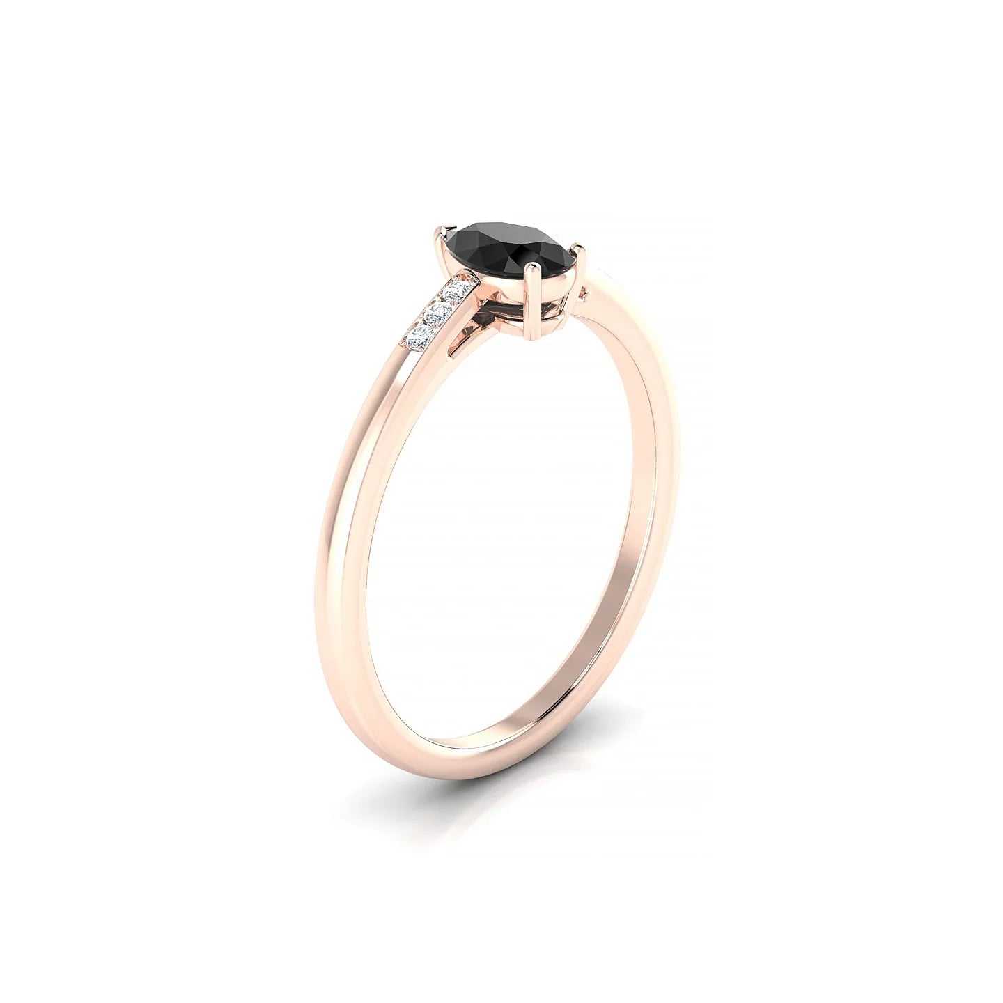 Exquisite | 18k Rose Gold 6 x 4 mm Pear Black Diamond Ring