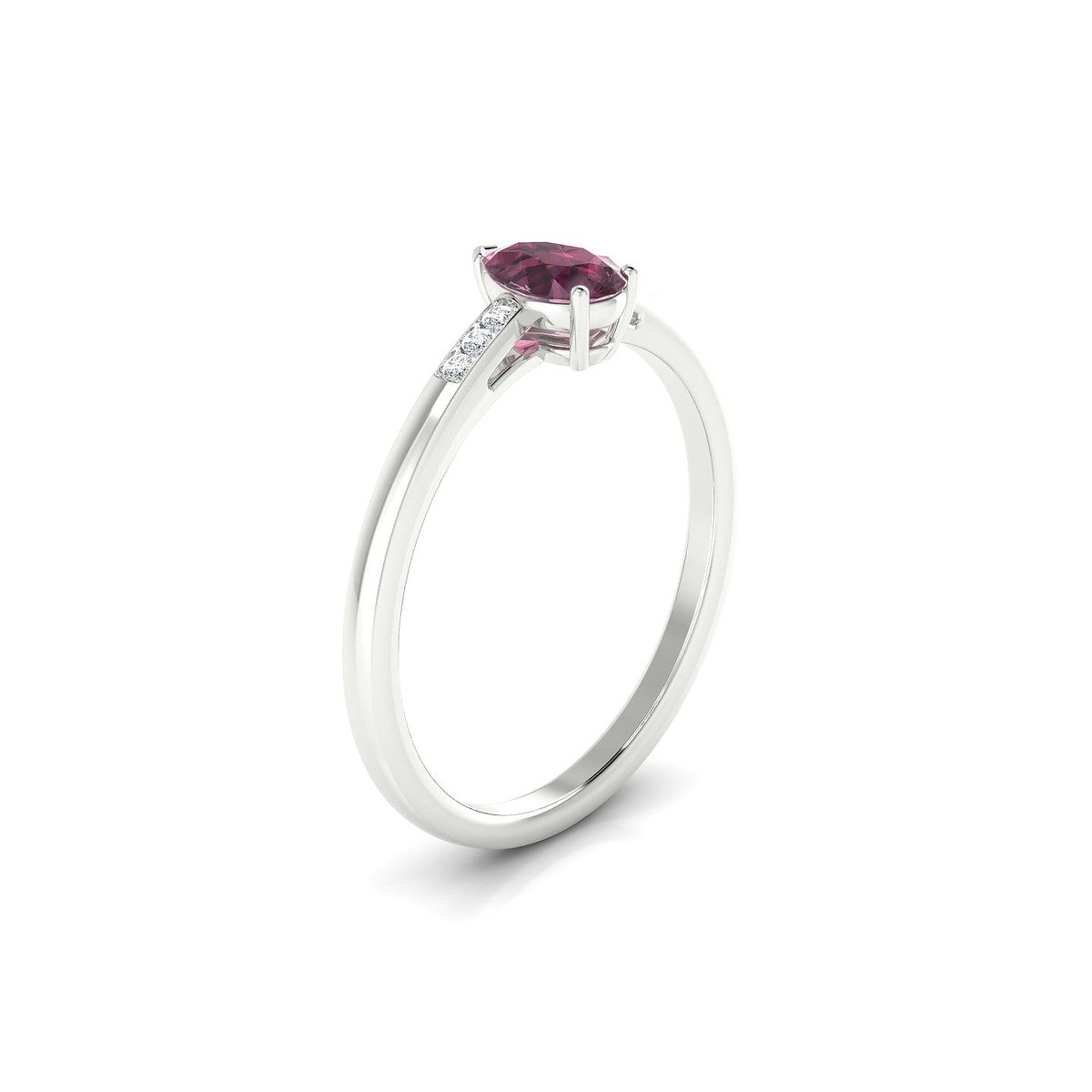 Exquisite | 18k White Gold 6 x 4 mm Pear Rhodolite Ring