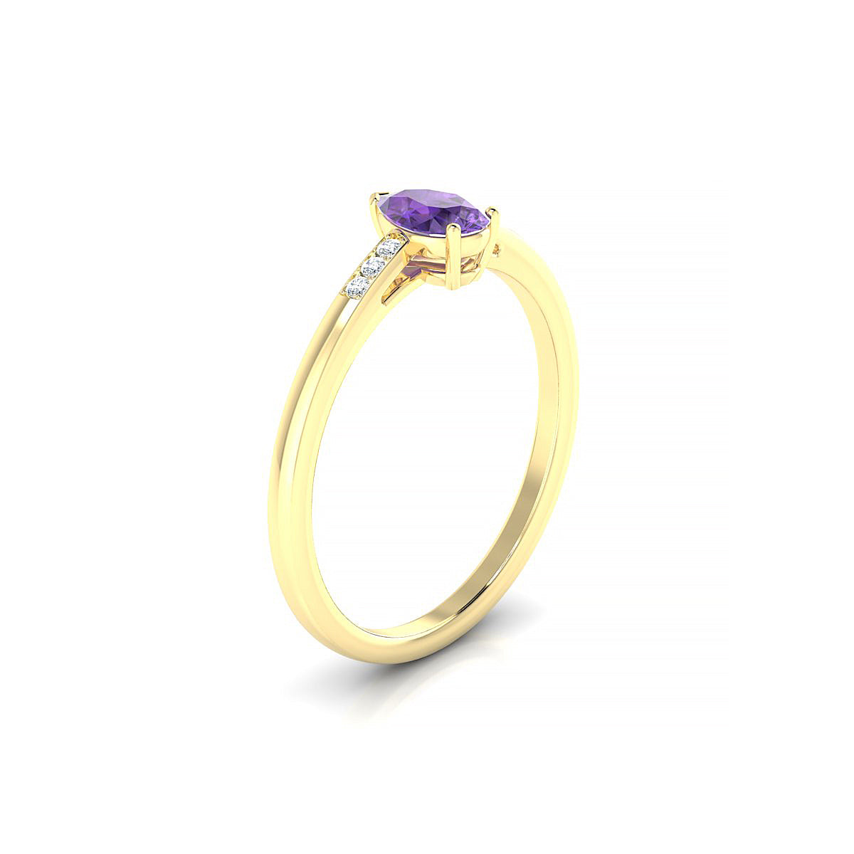 Exquisite | 18k Yellow Gold 6 x 4 mm Pear Amethyst Ring