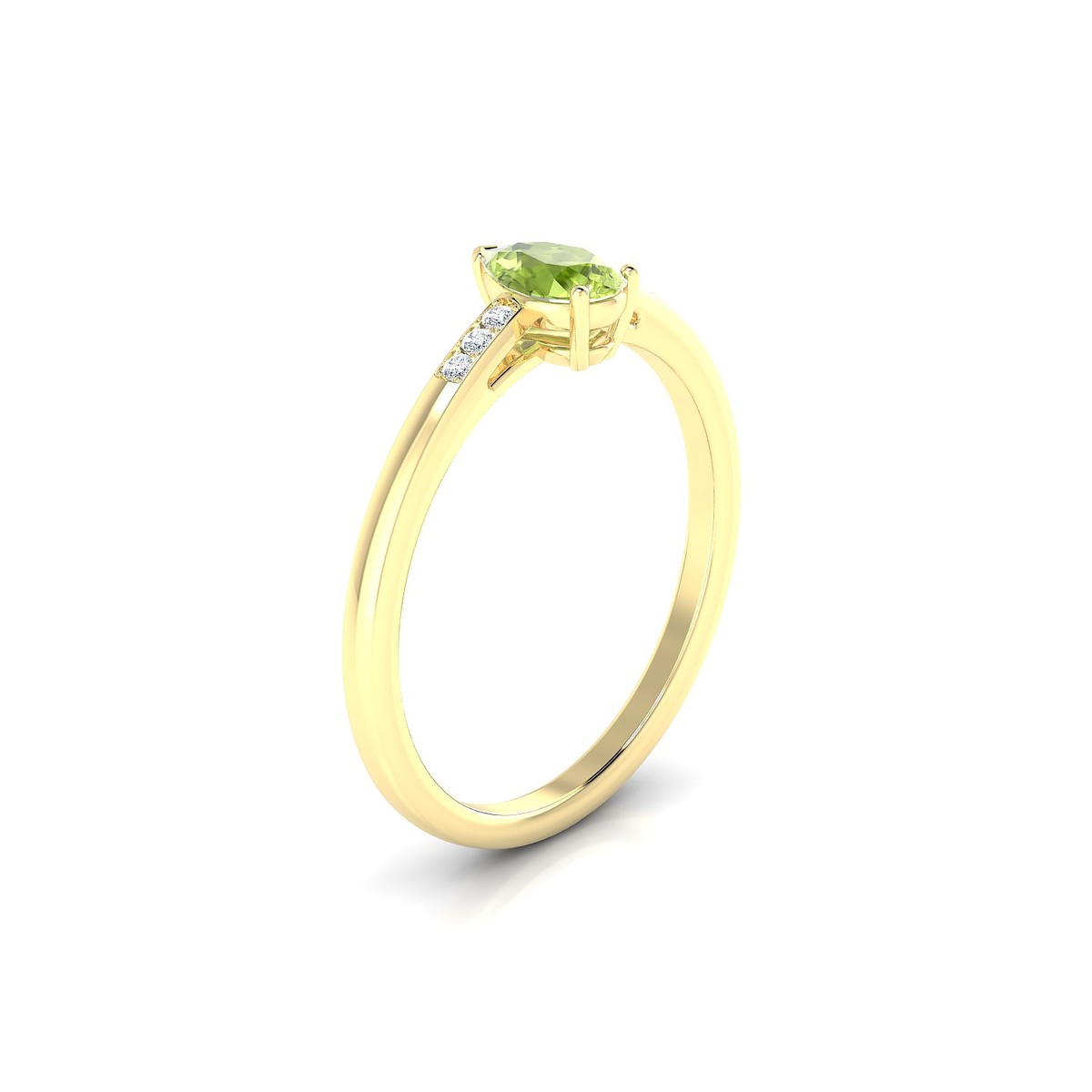 Exquisite | 18k Yellow Gold 6 x 4 mm Pear Peridot Ring
