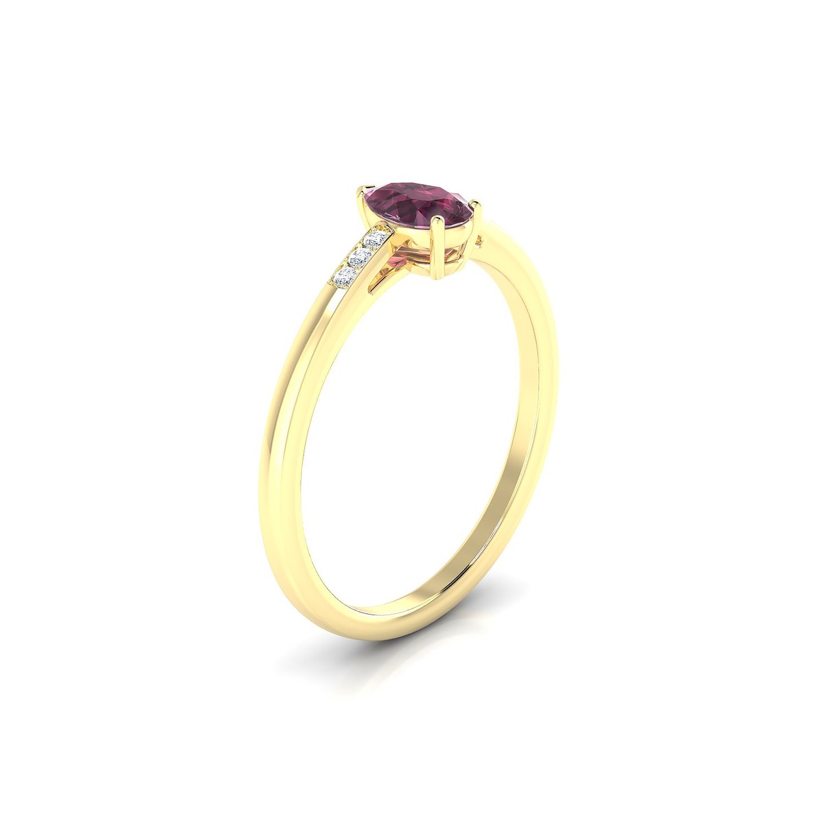 Exquisite | 18k Yellow Gold 6 x 4 mm Pear Rhodolite Ring