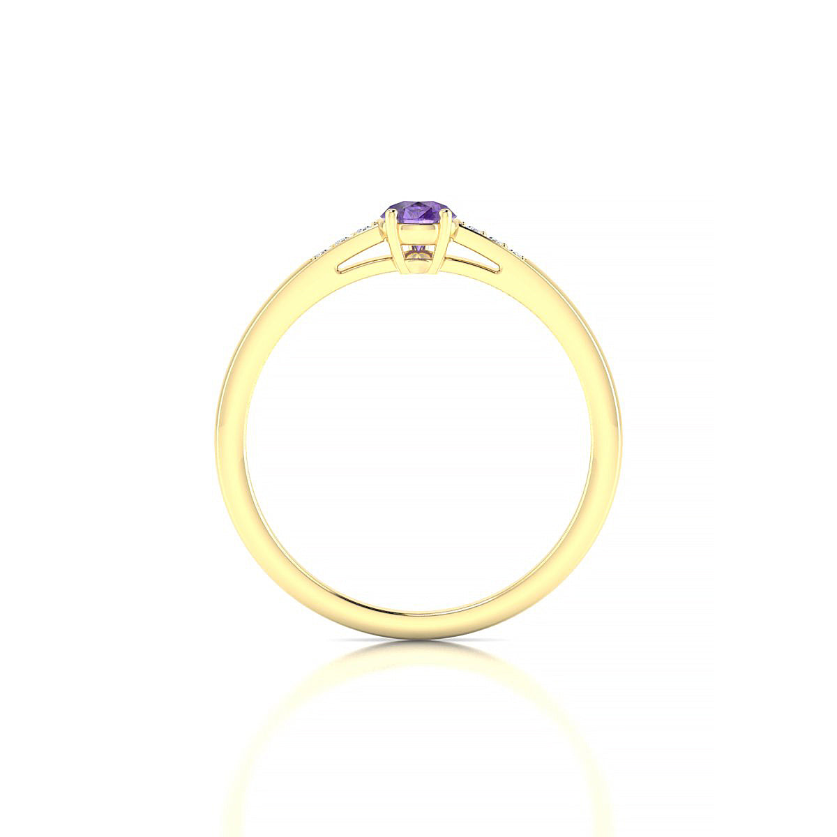 Exquisite | 18k Yellow Gold 6 x 4 mm Pear Amethyst Ring