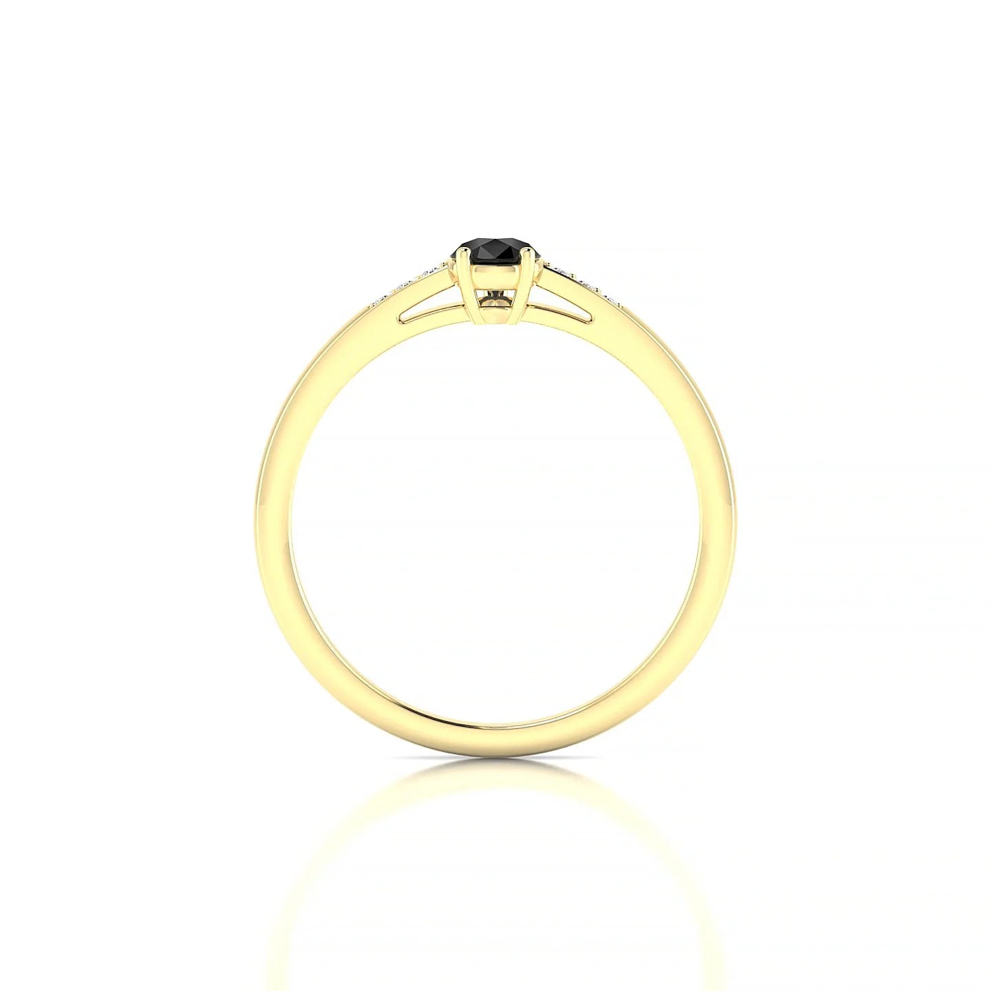 Exquisite | 18k Yellow Gold 6 x 4 mm Pear Black Diamond Ring