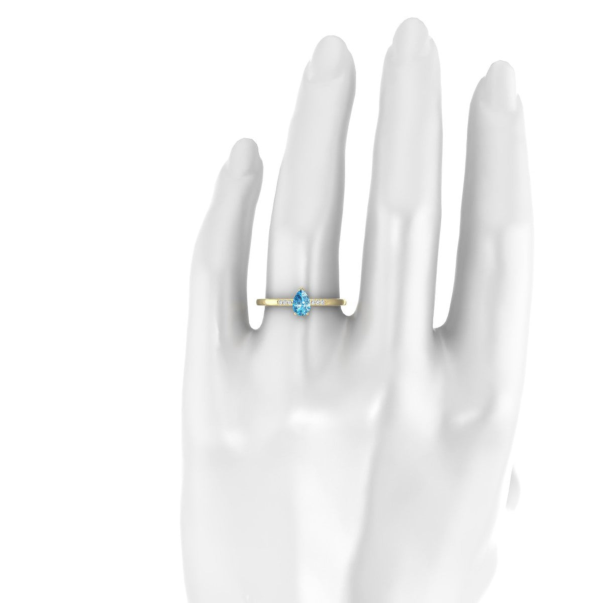 Exquisite | 18k Yellow Gold 6 x 4 mm Pear Topaz Ring