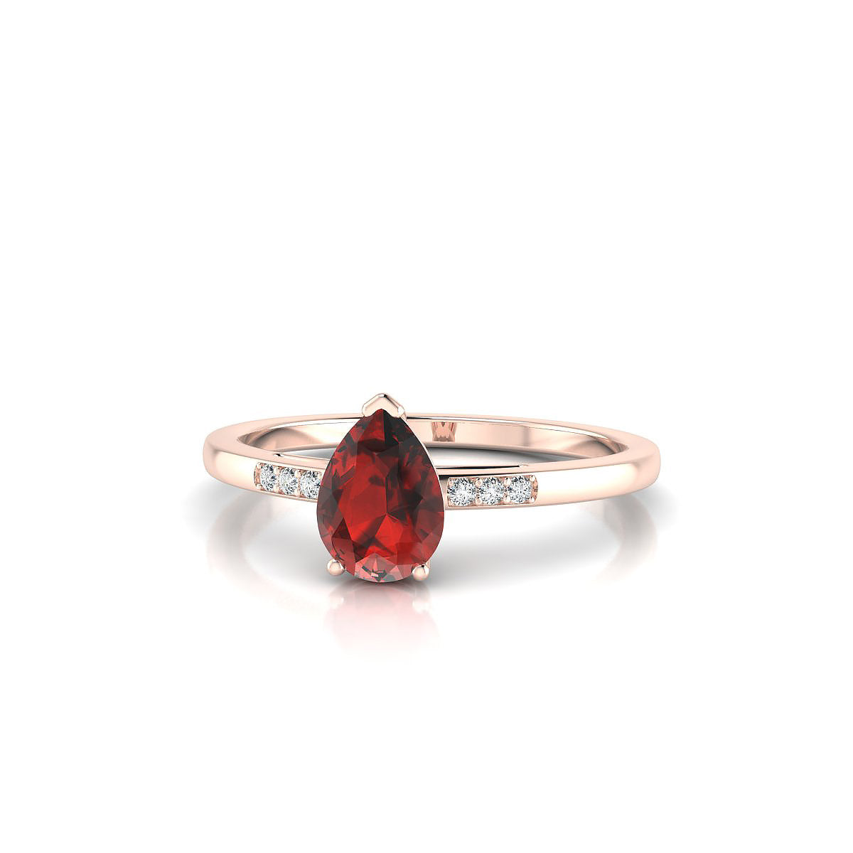 Exquisite | 18k Rose Gold 7 x 5 mm Pear Garnet Ring