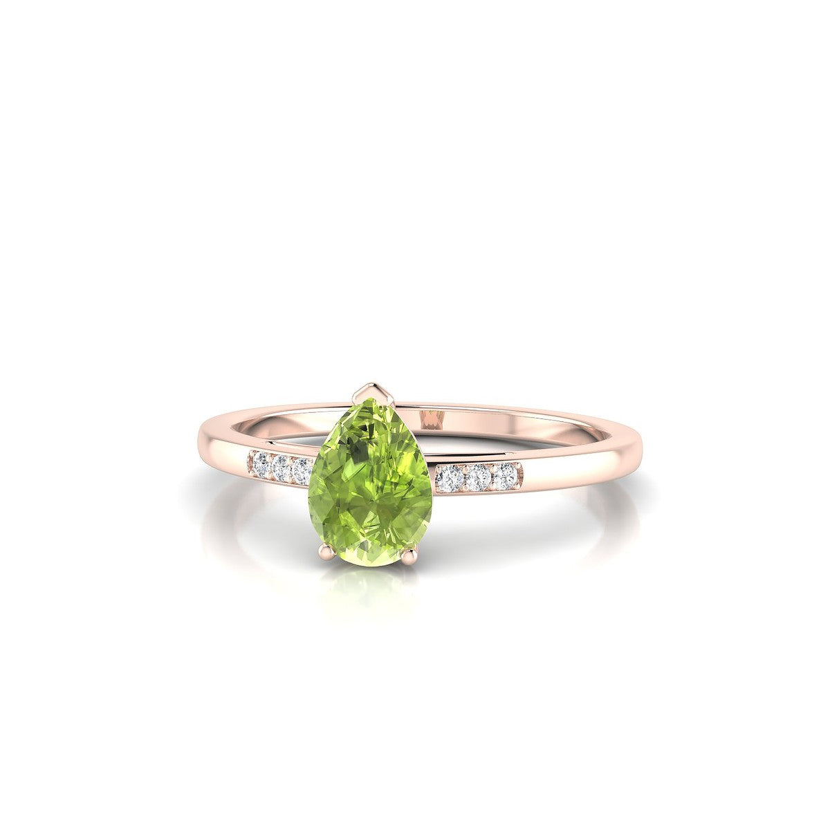 Exquisite | 18k Rose Gold 7 x 5 mm Pear Peridot Ring