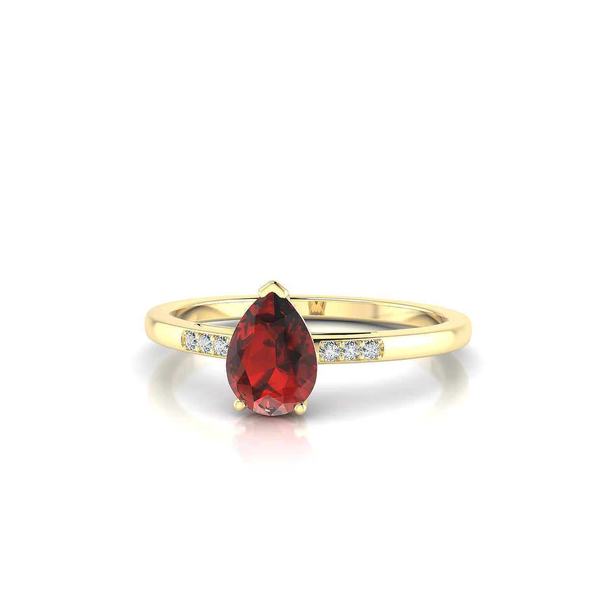 Exquisite | 18k Yellow Gold 7 x 5 mm Pear Garnet Ring