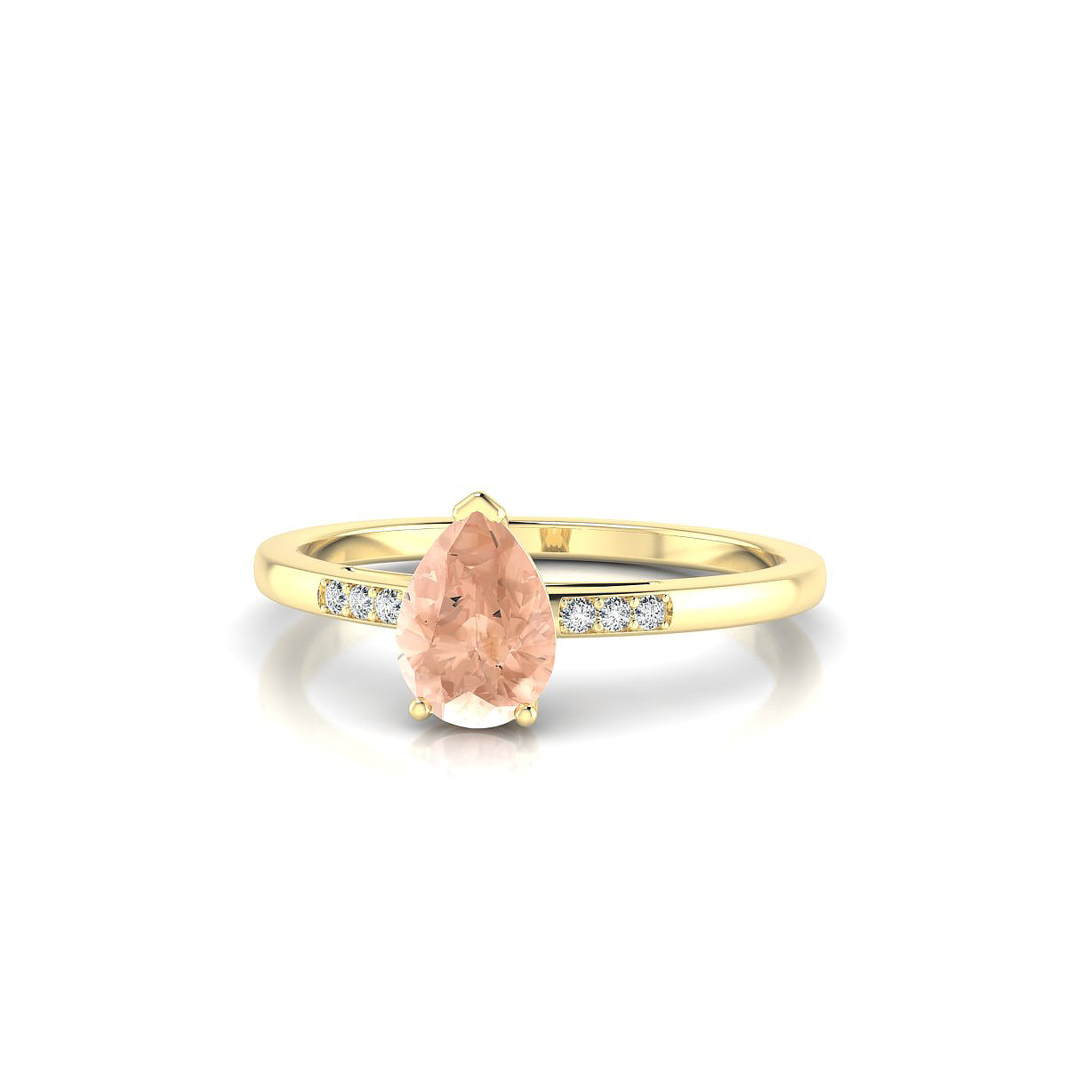Exquisite | 18k Yellow Gold 7 x 5 mm Pear Morganite Ring