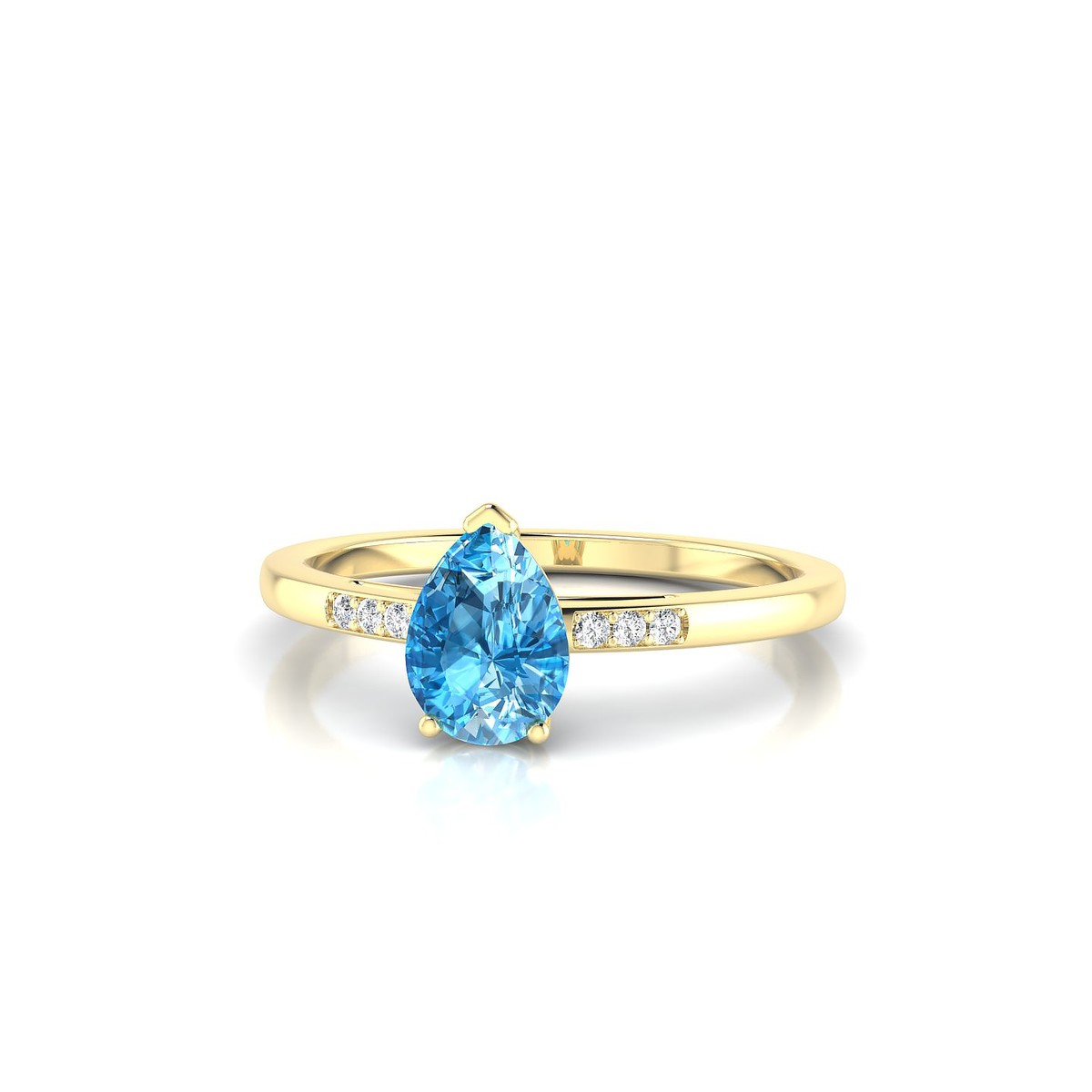 Exquisite | 18k Yellow Gold 7 x 5 mm Pear Topaz Ring