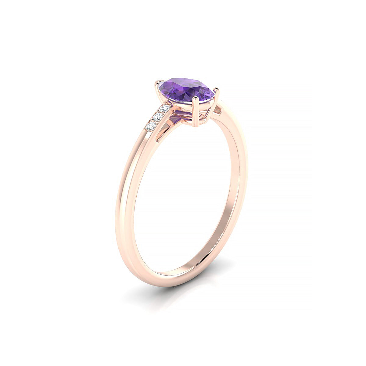 Exquisite | 18k Rose Gold 7 x 5 mm Pear Amethyst Ring