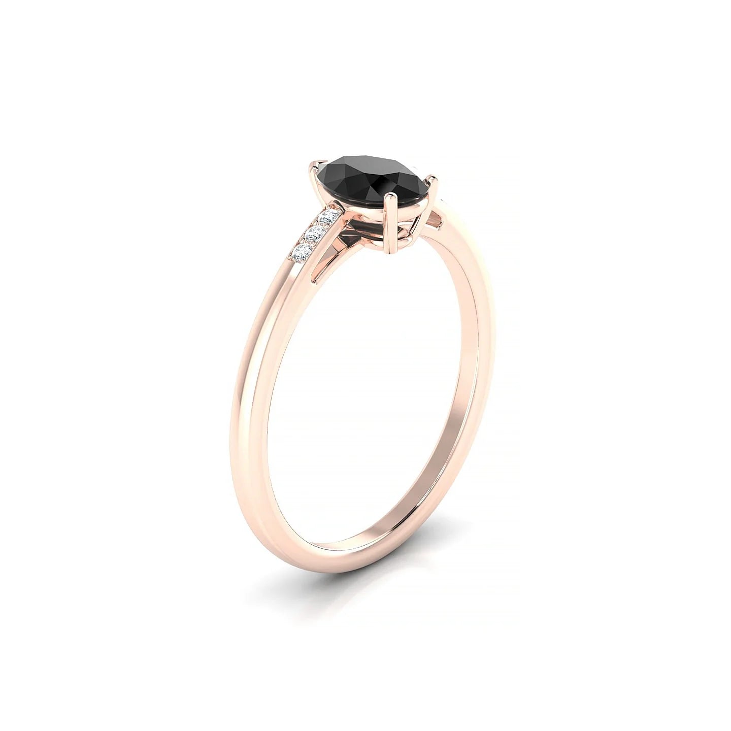 Exquisite | 18k Rose Gold 7 x 5 mm Pear Black Diamond Ring