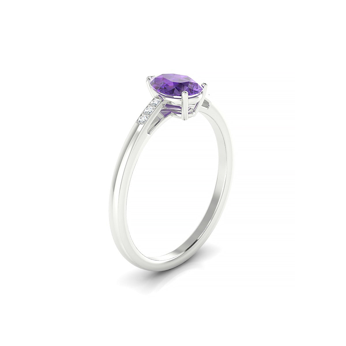 Exquisite | 18k White Gold 7 x 5 mm Pear Amethyst Ring