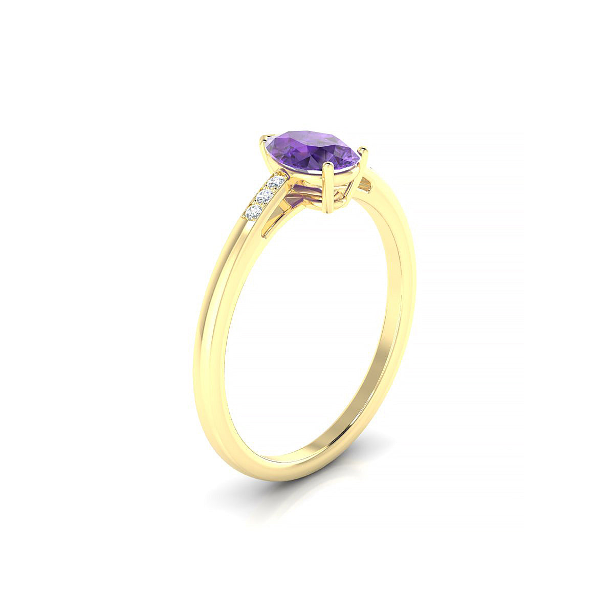 Exquisite | 18k Yellow Gold 7 x 5 mm Pear Amethyst Ring