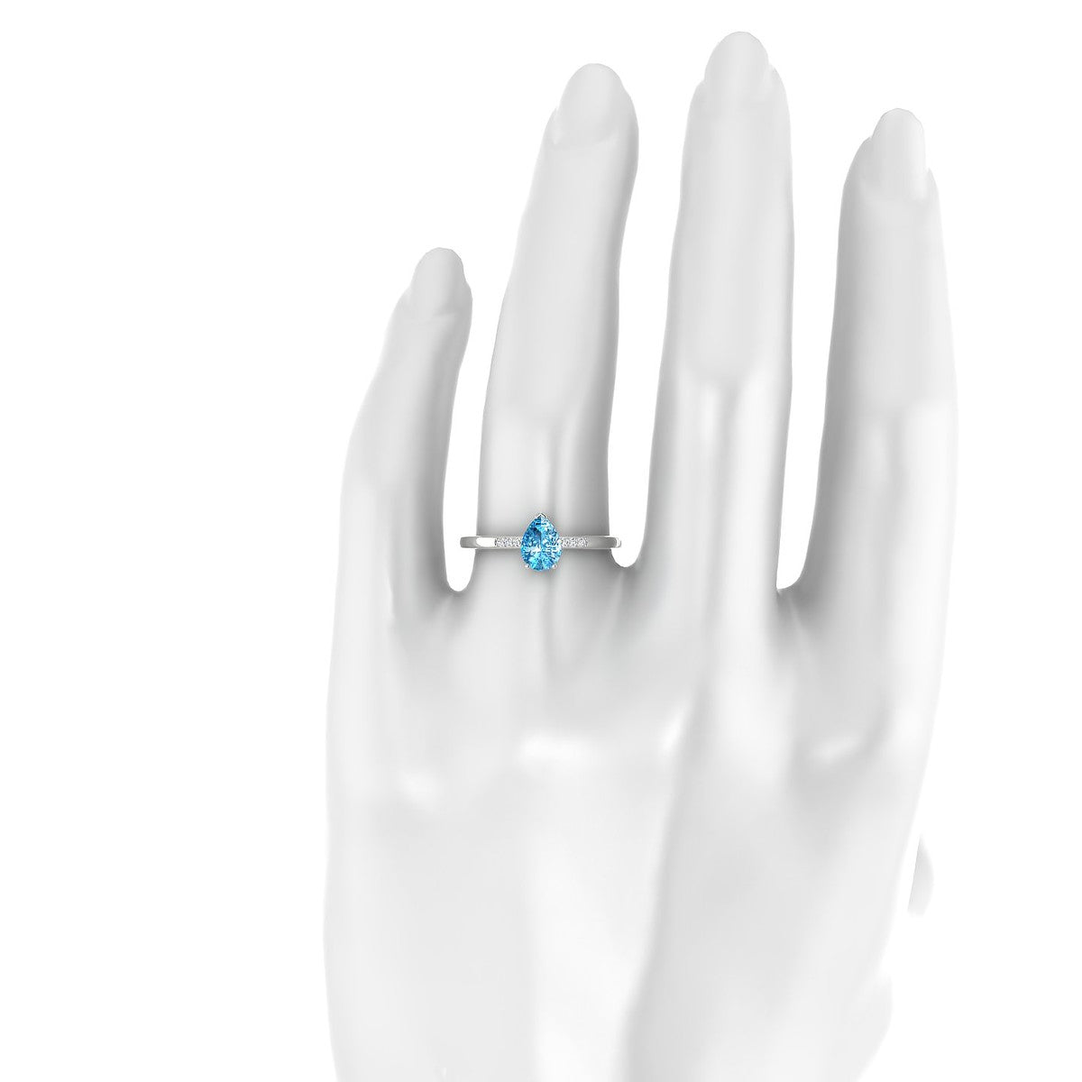 Exquisite | 18k White Gold 7 x 5 mm Pear Topaz Ring
