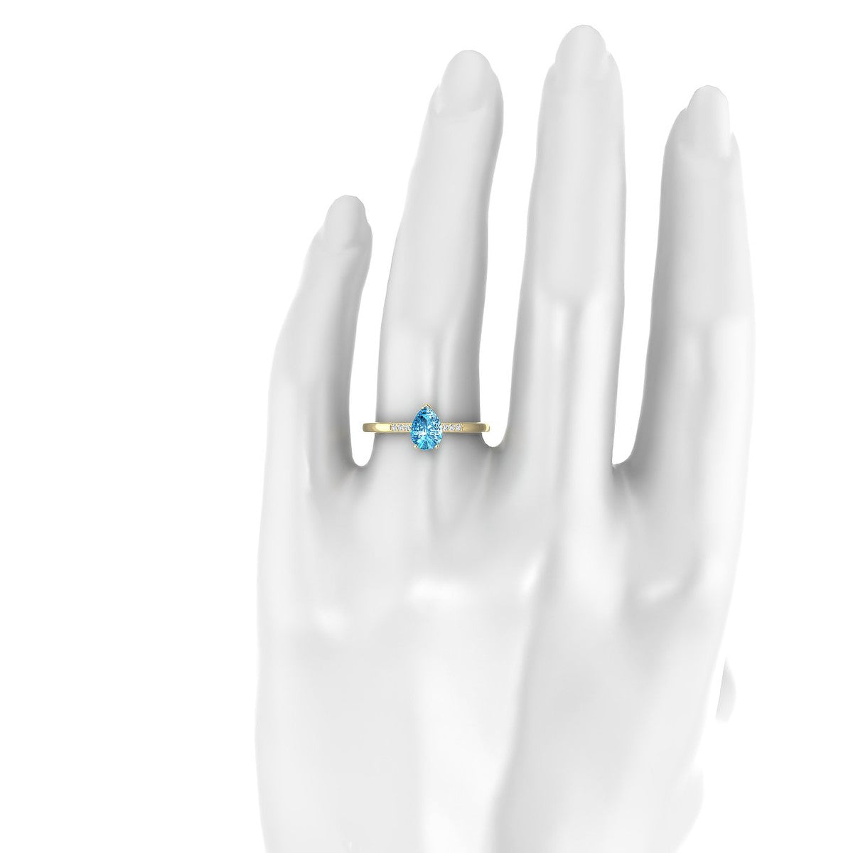 Exquisite | 18k Yellow Gold 7 x 5 mm Pear Topaz Ring