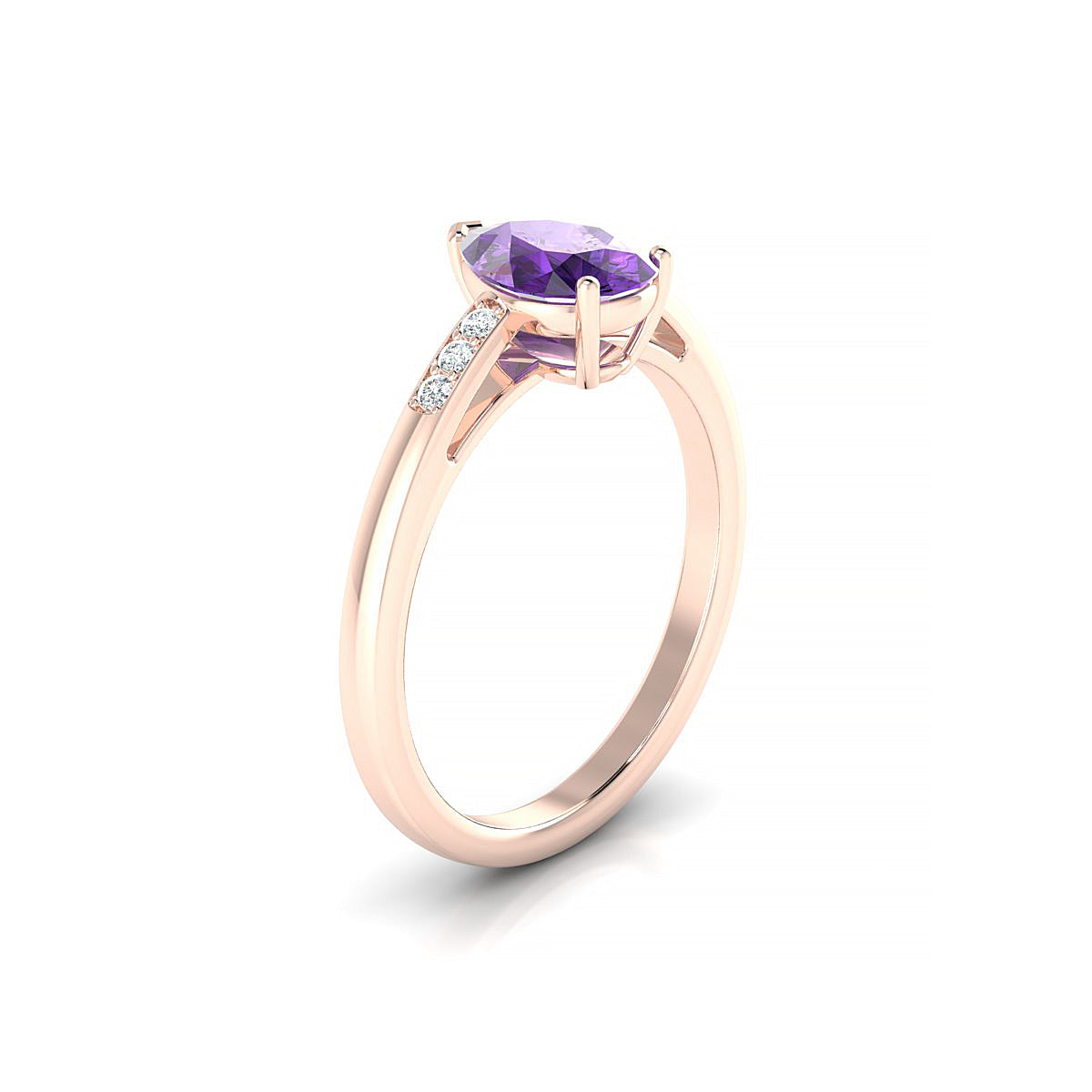 Exquisite | 18k Rose Gold 8 x 6 mm Pear Amethyst Ring