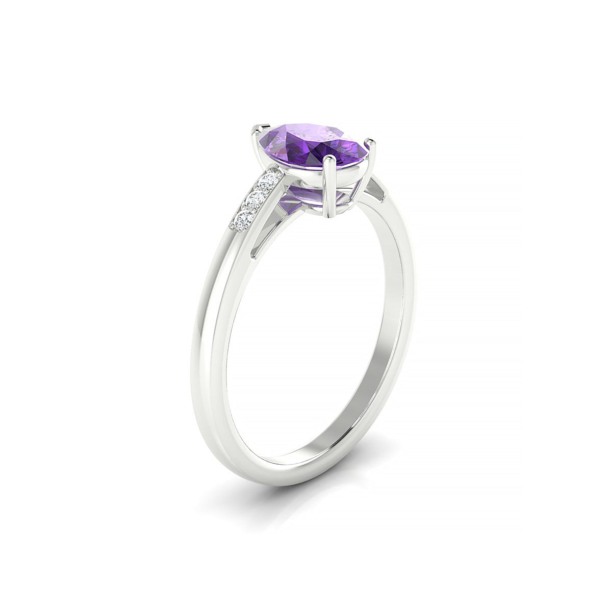 Exquisite | 18k White Gold 8 x 6 mm Pear Amethyst Ring