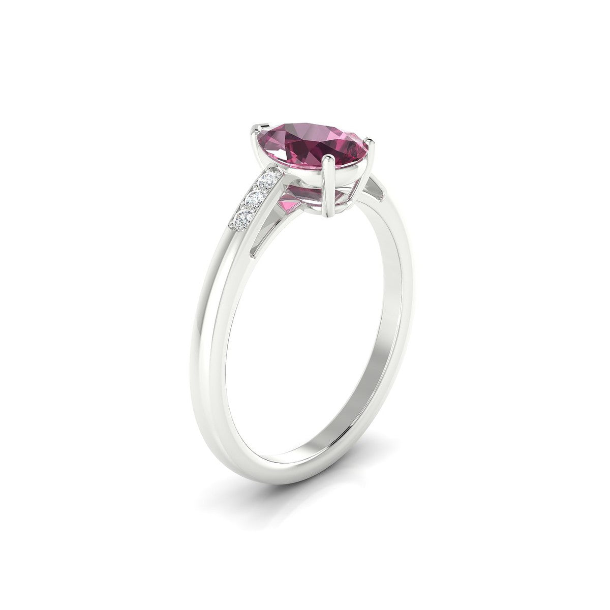 Exquisite | 18k White Gold 8 x 6 mm Pear Rhodolite Ring
