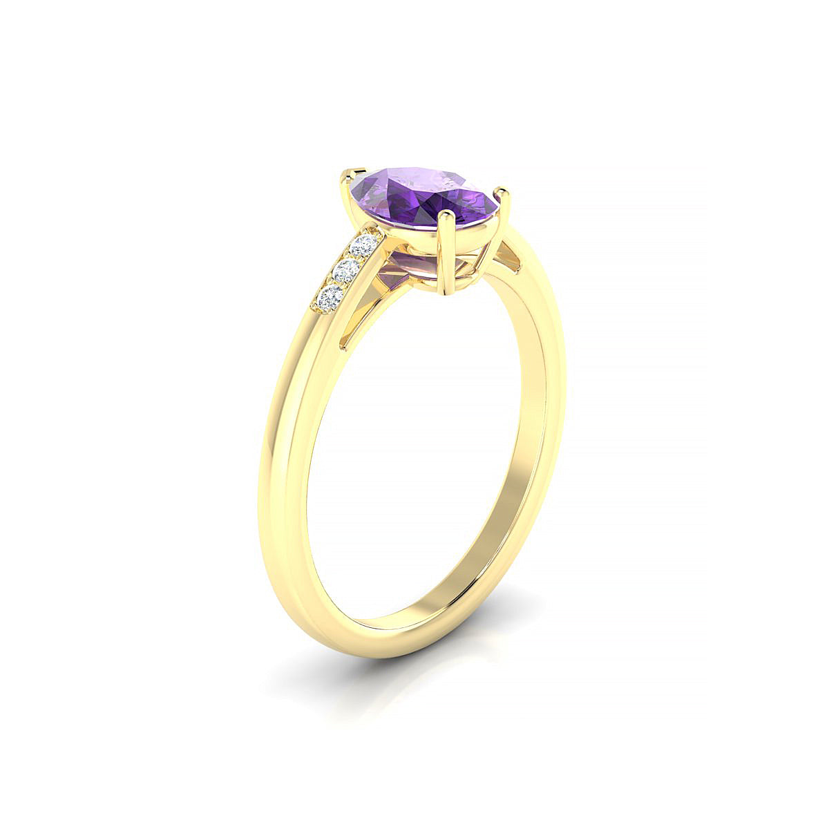 Exquisite | 18k Yellow Gold 8 x 6 mm Pear Amethyst Ring