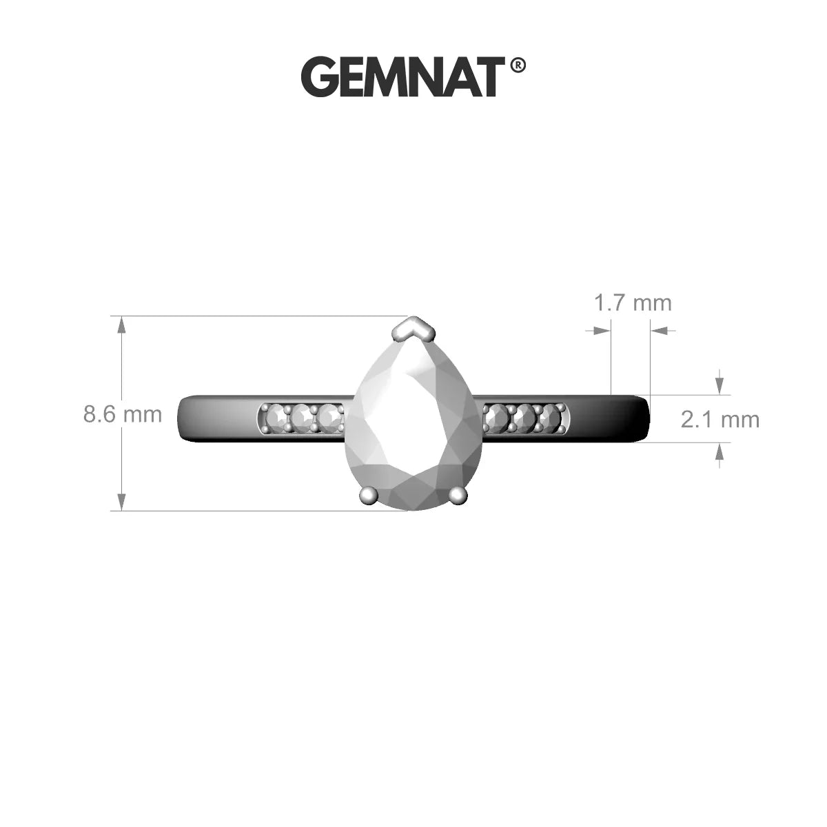 Exquisite | 18k White Gold 8 x 6 mm Pear Emerald Ring